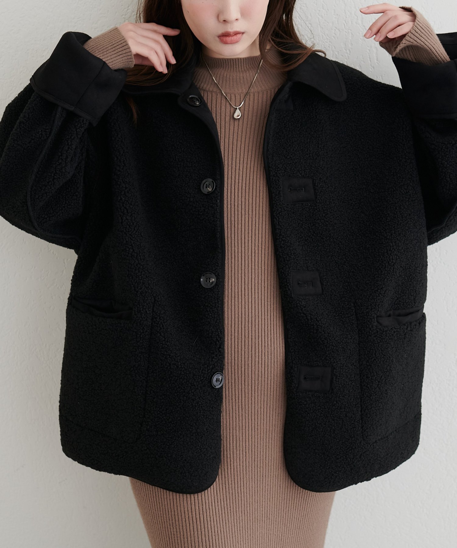 natural couture(ナチュラルクチュール) スエード×ボアムートンリバーシブルジャケット