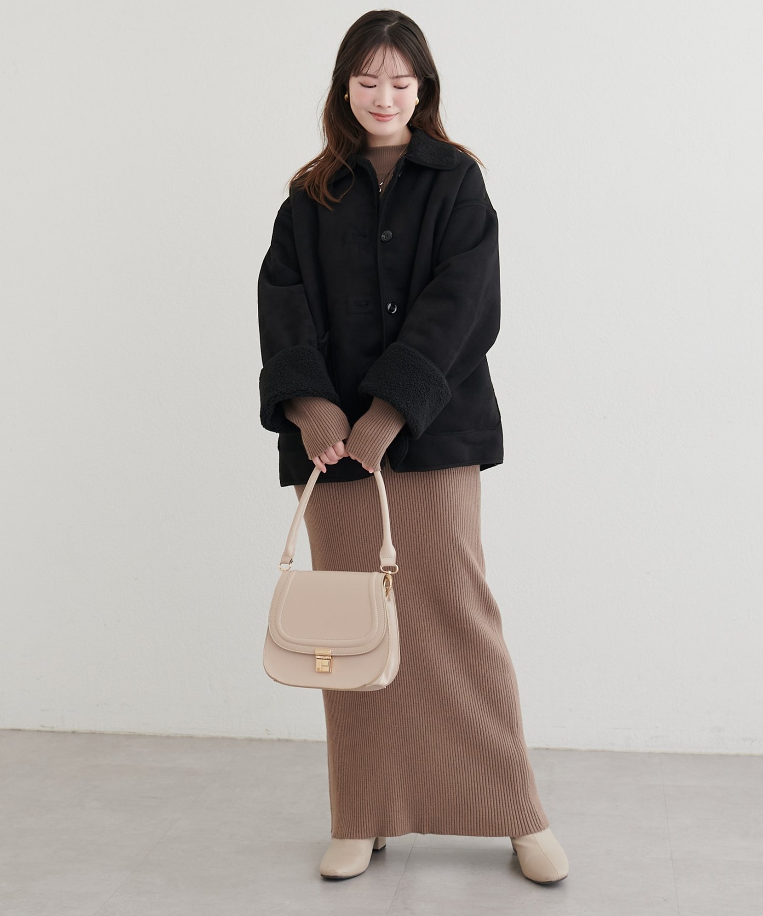 natural couture(ナチュラルクチュール) スエード×ボアムートンリバーシブルジャケット