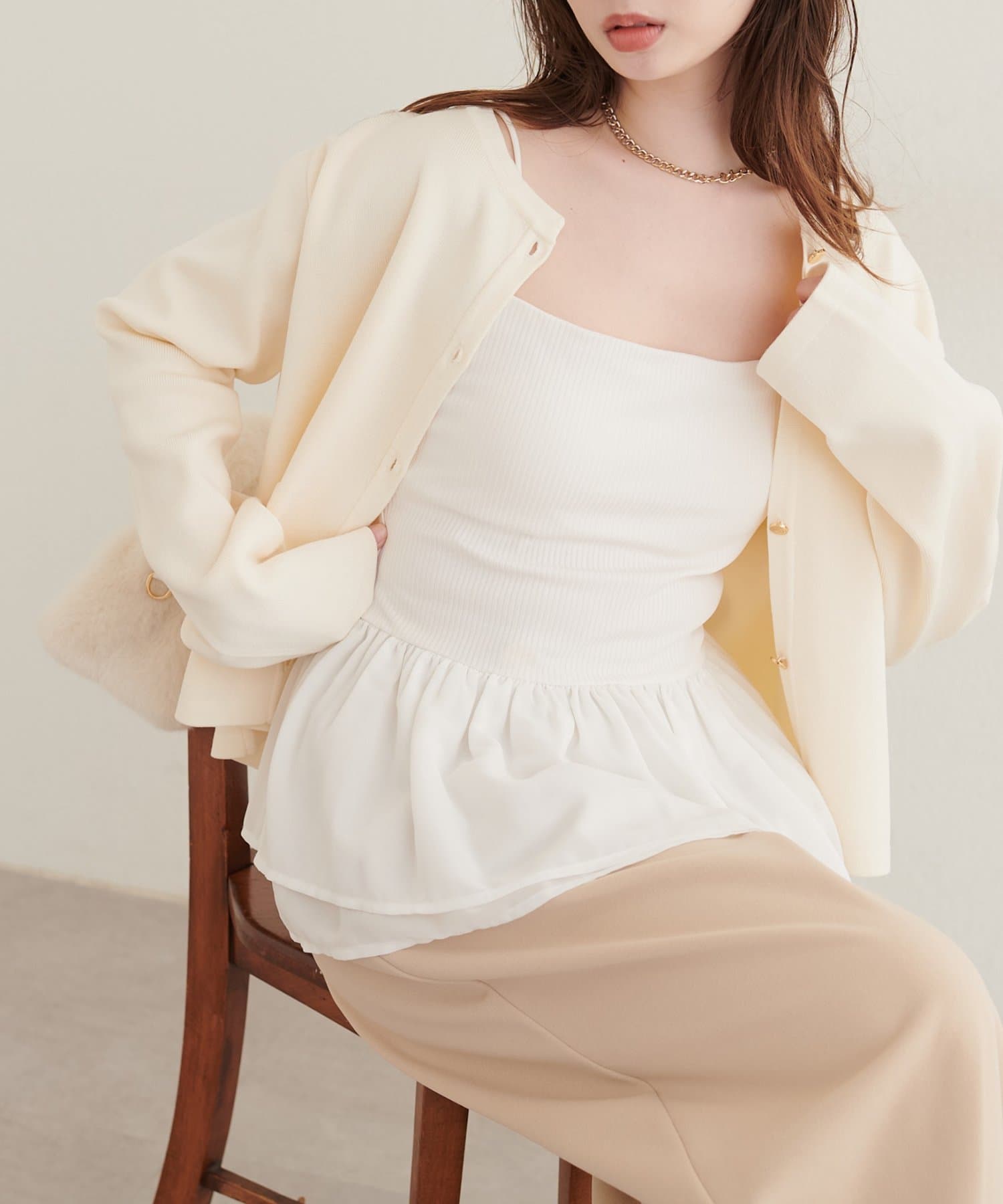 natural couture(ナチュラルクチュール) カップ付きペプラムインナー