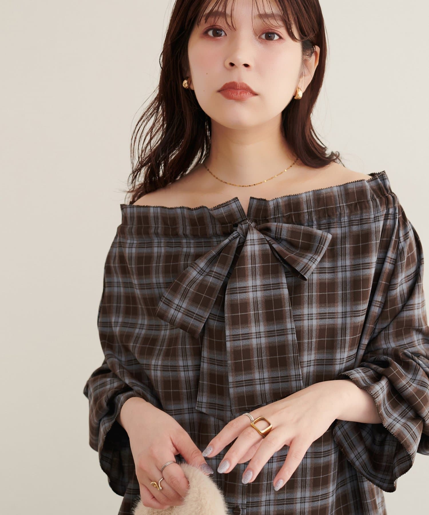 natural couture(ナチュラルクチュール) 2WAYリボン衿ブラウス