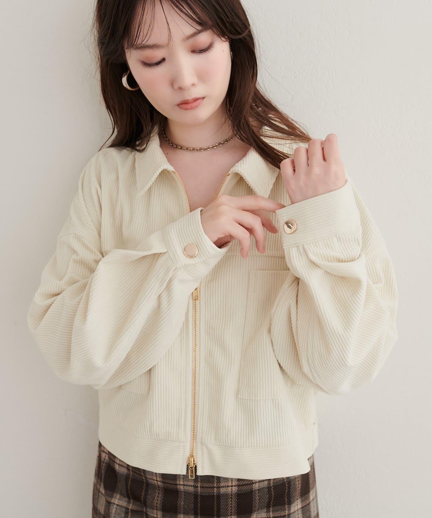 natural couture(ナチュラルクチュール) Wジップコーデュロイショートブルゾン