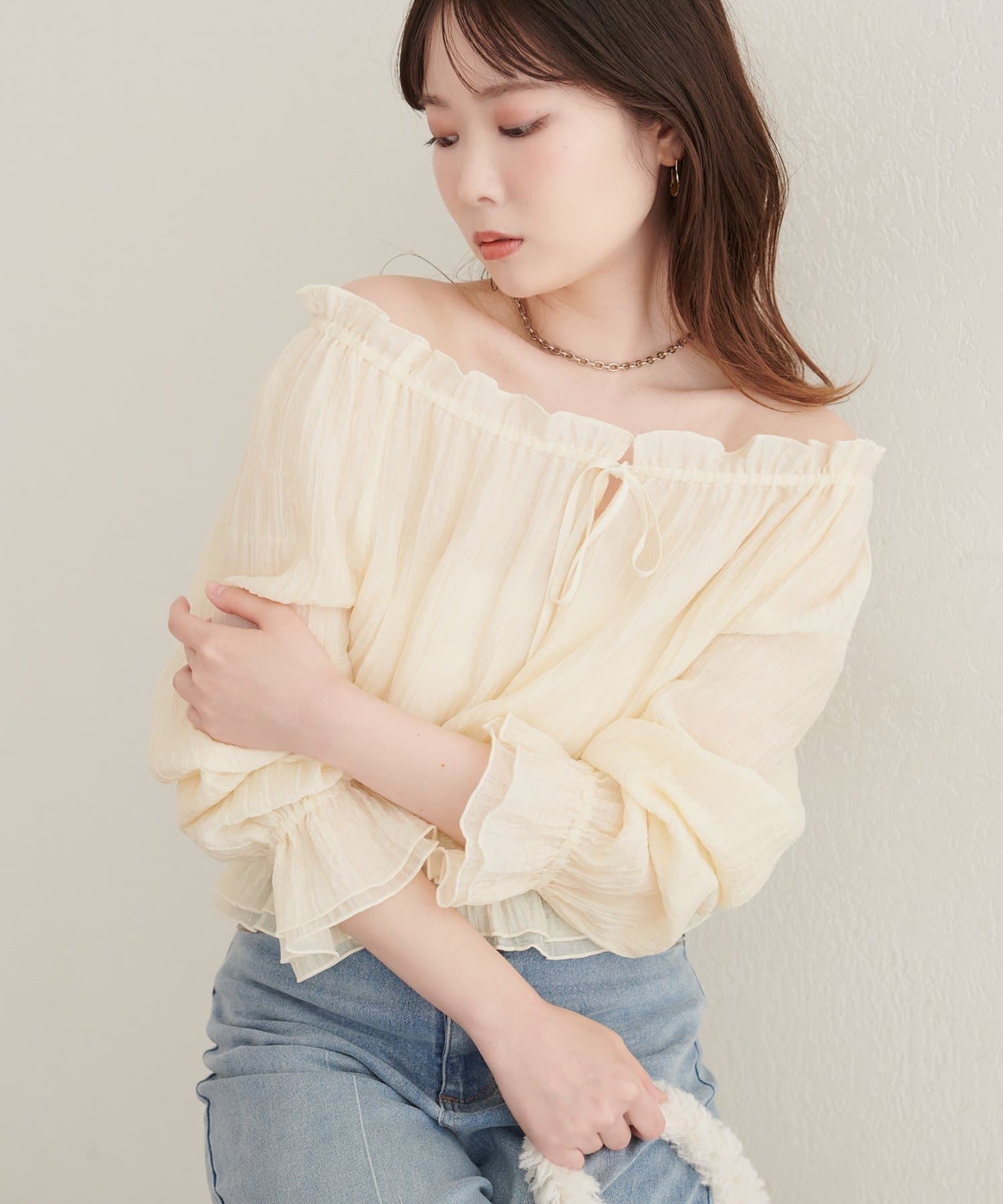 natural couture(ナチュラルクチュール) シアースモックブラウス