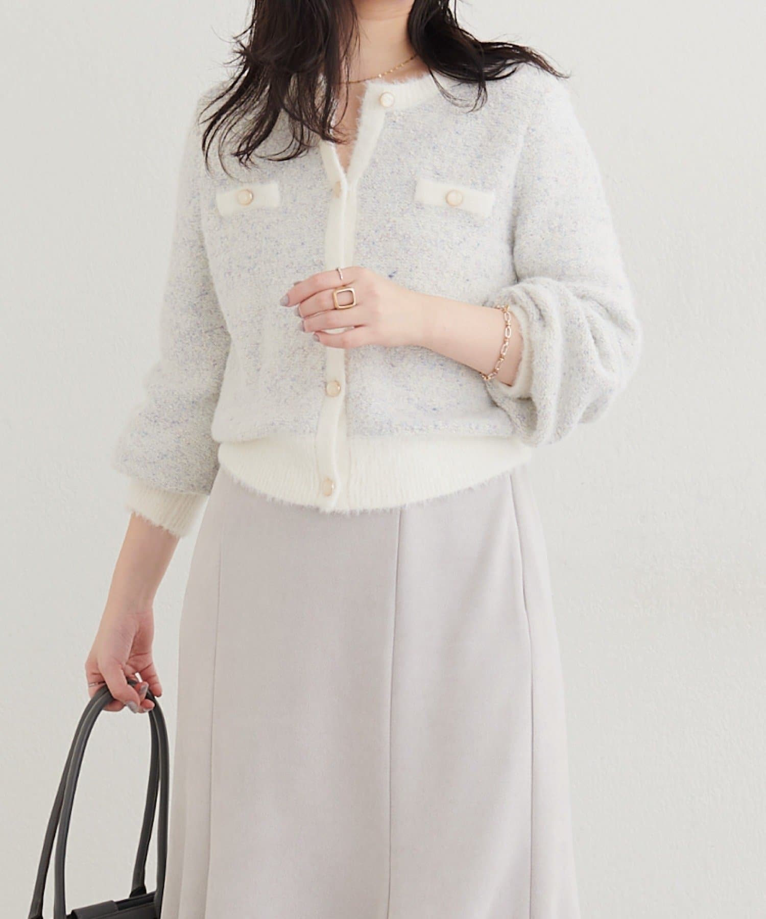 natural couture(ナチュラルクチュール) フェザーヤーンメランジカーディガン