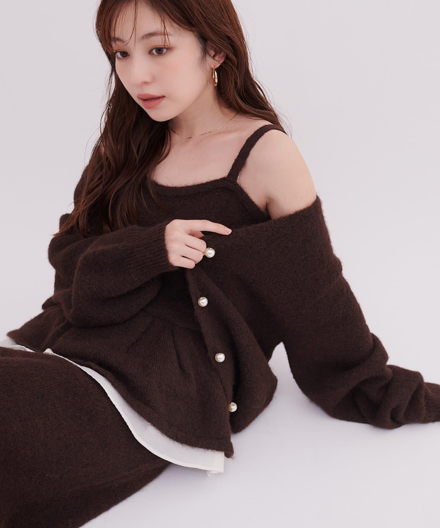natural couture(ナチュラルクチュール) 【セットフェア対象】アルパカタッチペプラムビスチェ