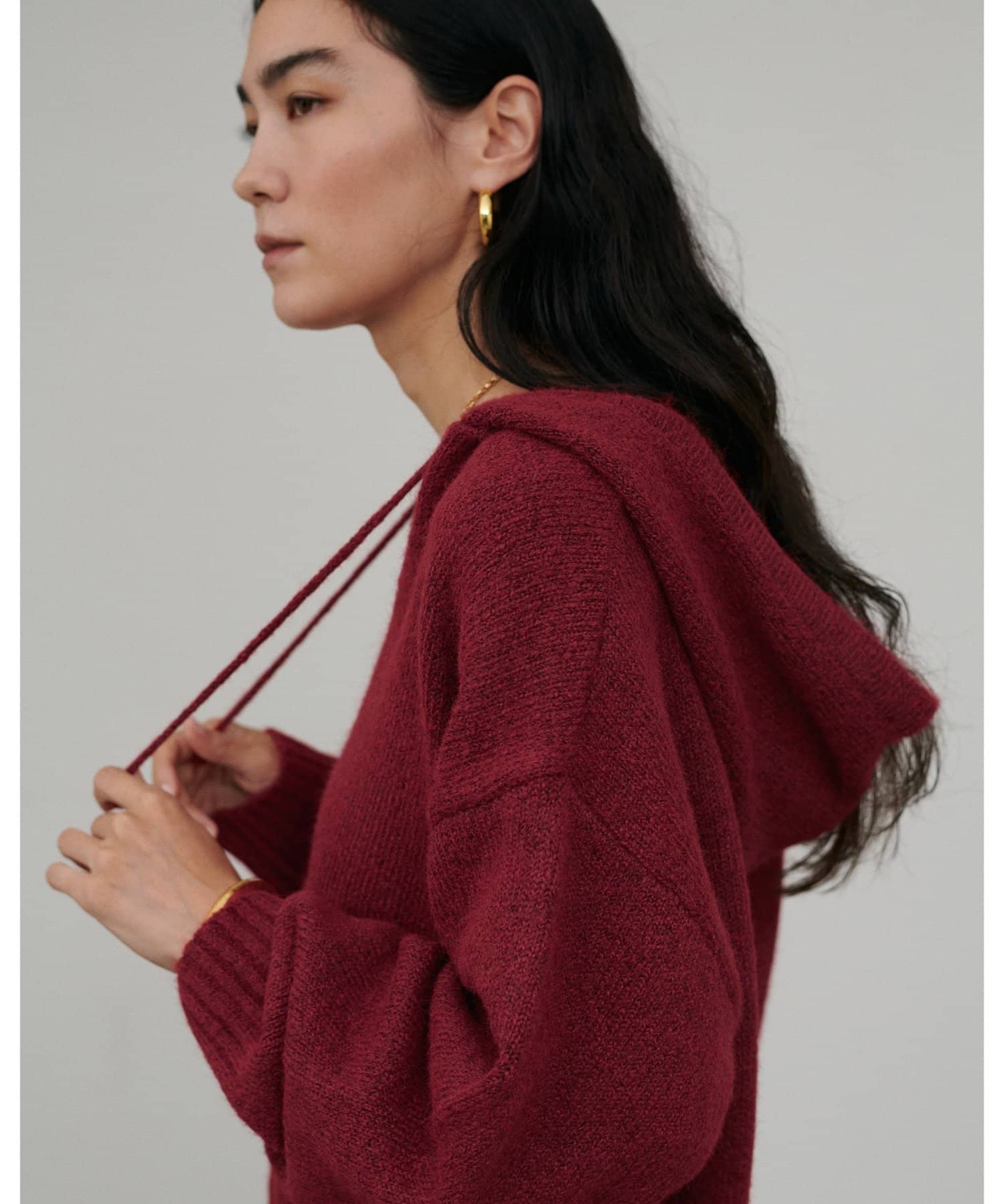 LARUTA(ラルータ) ［WEB限定］モヘアフード付きスキッパープルオーバー