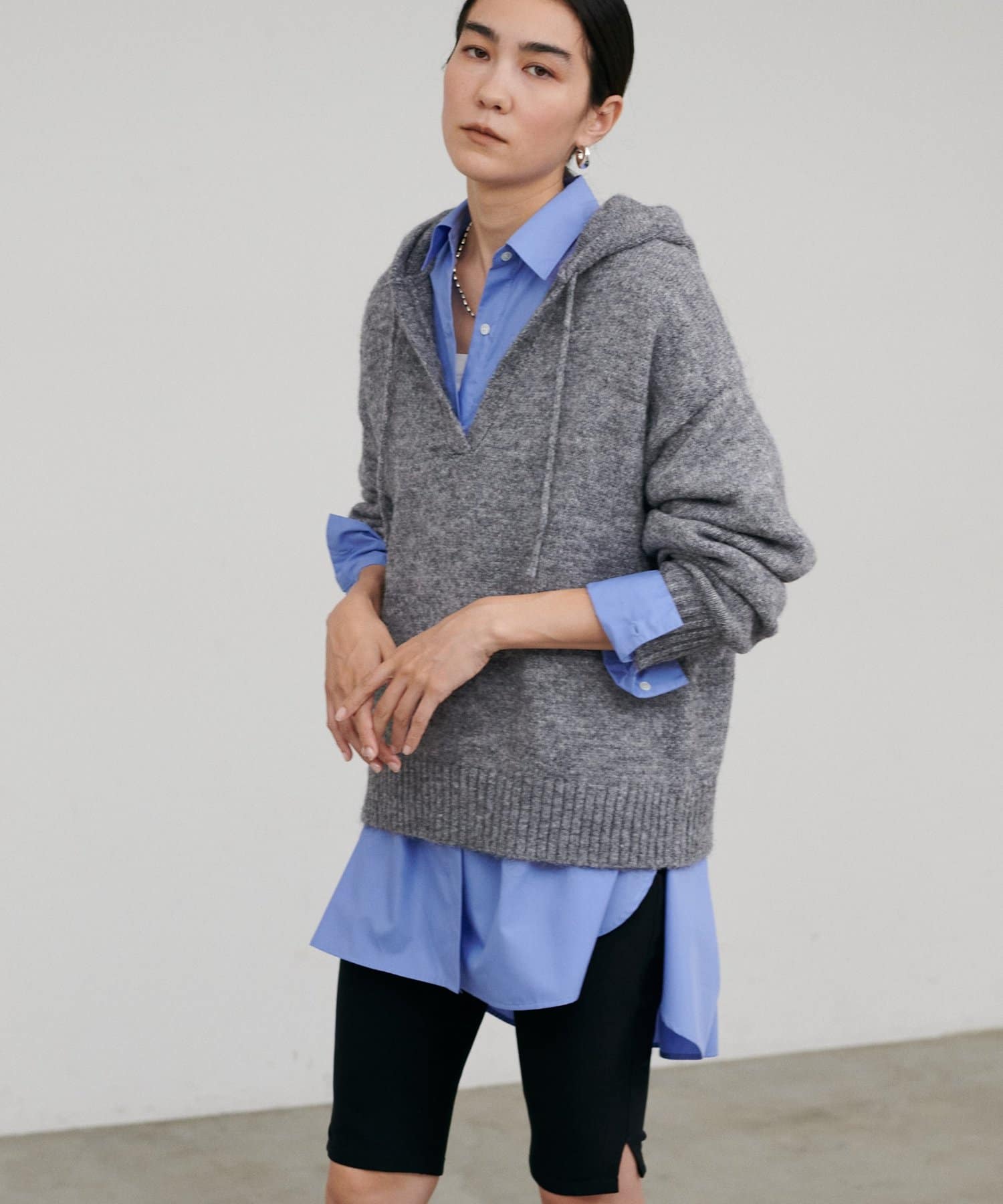LARUTA(ラルータ) ［WEB限定］モヘアフード付きスキッパープルオーバー