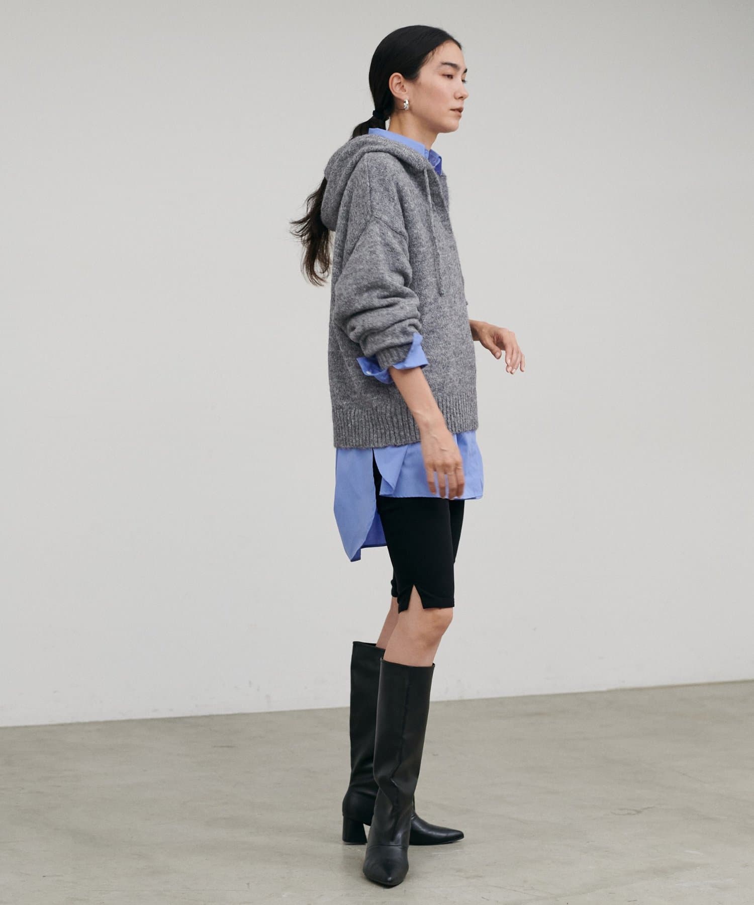 LARUTA(ラルータ) ［WEB限定］モヘアフード付きスキッパープルオーバー