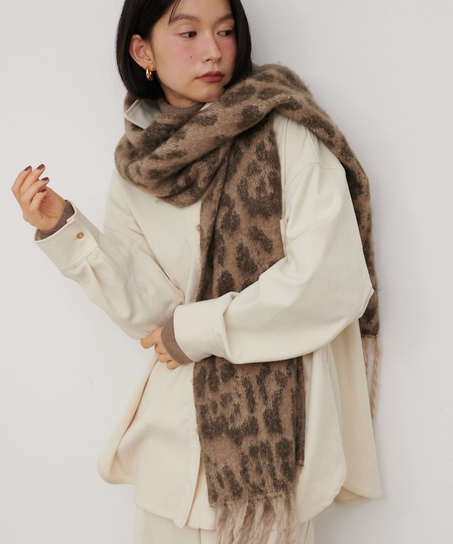 LARUTA(ラルータ) レオパード柄起毛マフラー