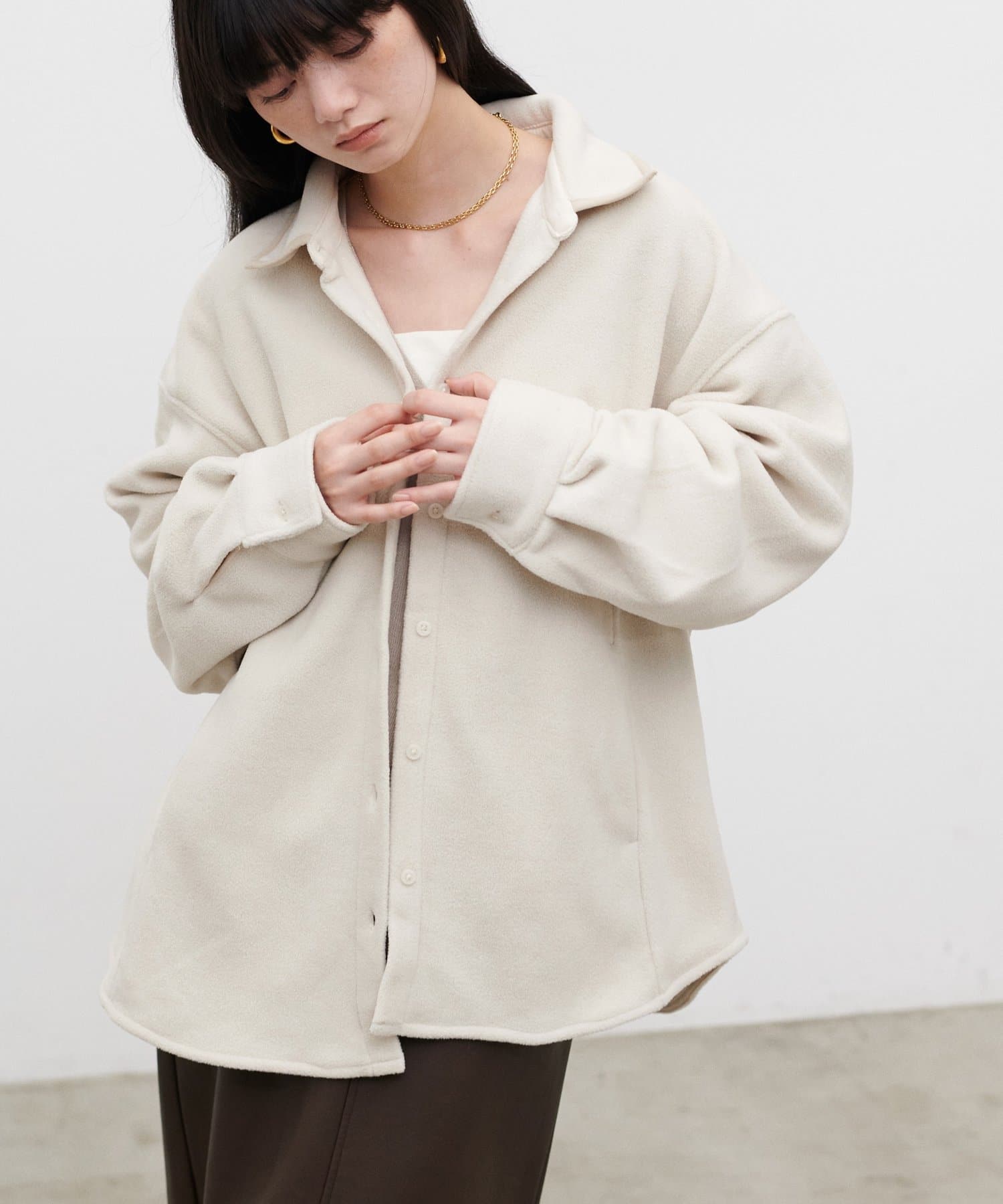 LARUTA(ラルータ) フリースパイピングシャツ