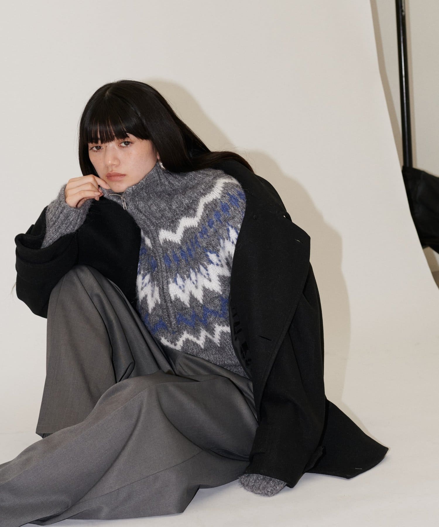 LARUTA(ラルータ) ノルディック柄ハーフZIPニット