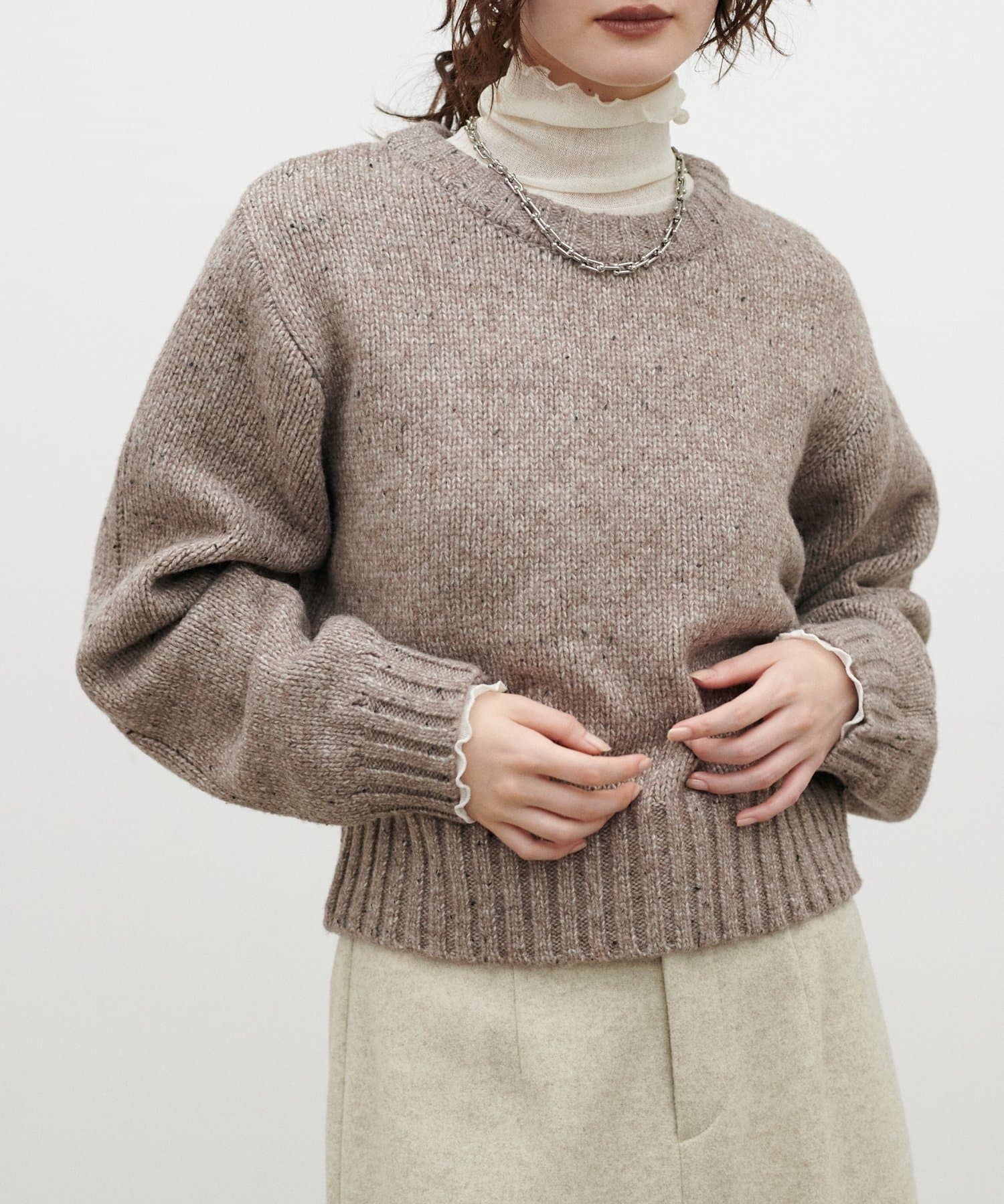 LARUTA(ラルータ) ネップヤーンクルーネックニット