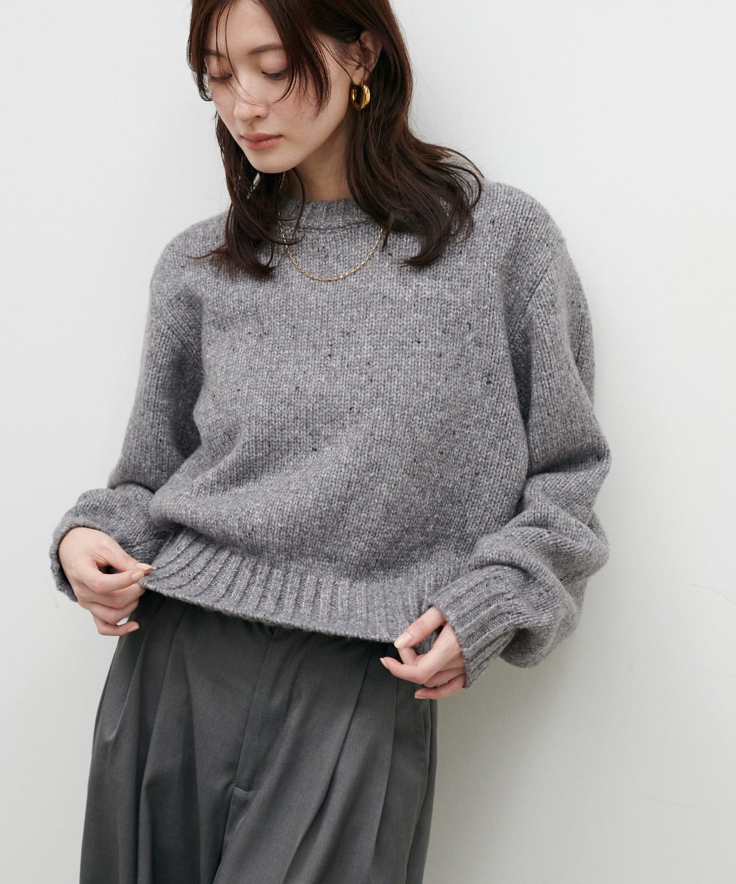 LARUTA(ラルータ) ネップヤーンクルーネックニット
