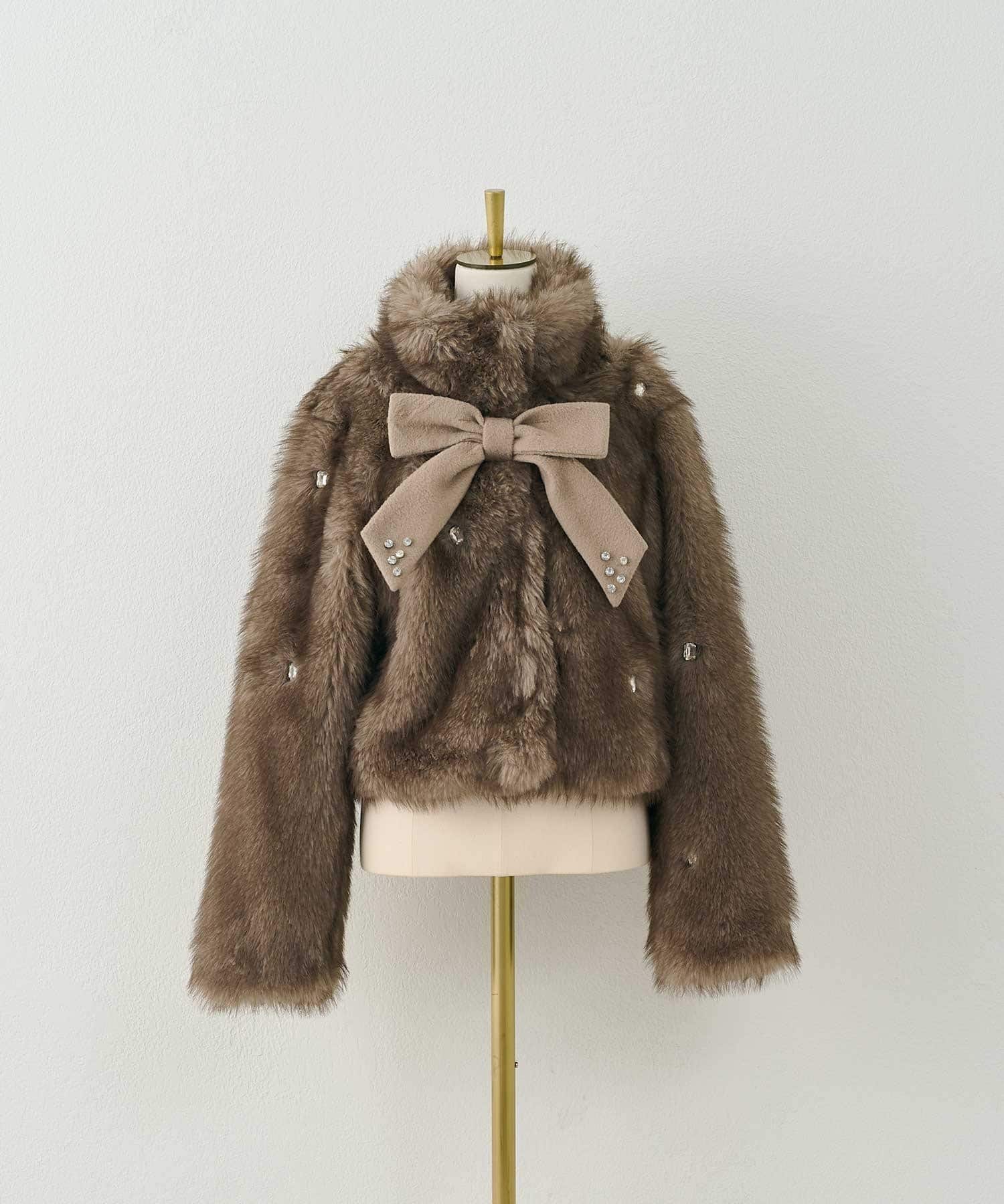 Belle Charme(ベルシャルム) Bijou Ribbon Fur Coat