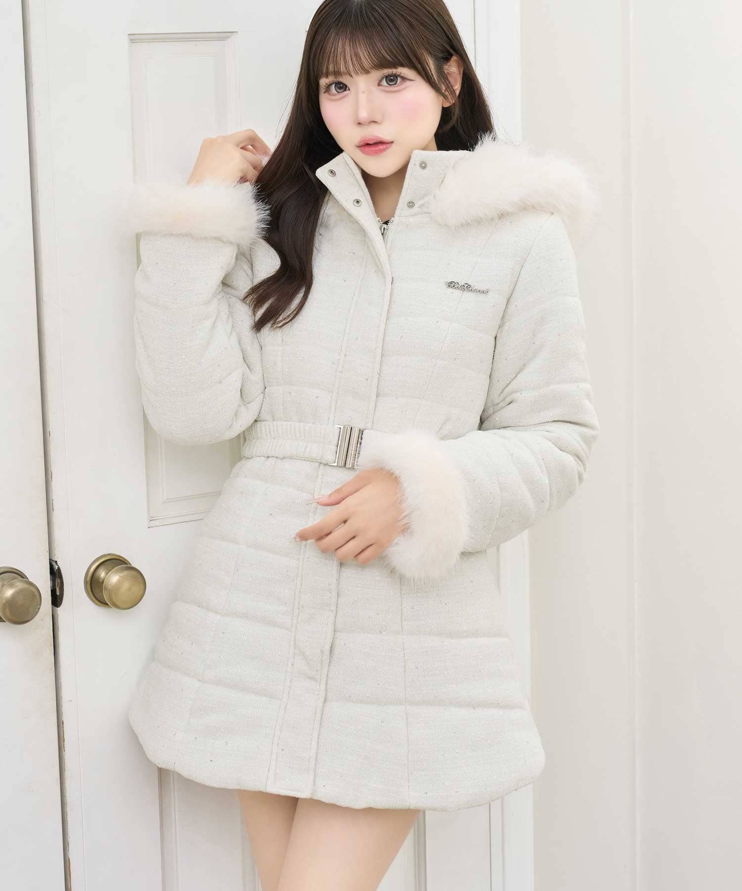 Belle Charme(ベルシャルム) Belted Fur Hood Middle Eco Down