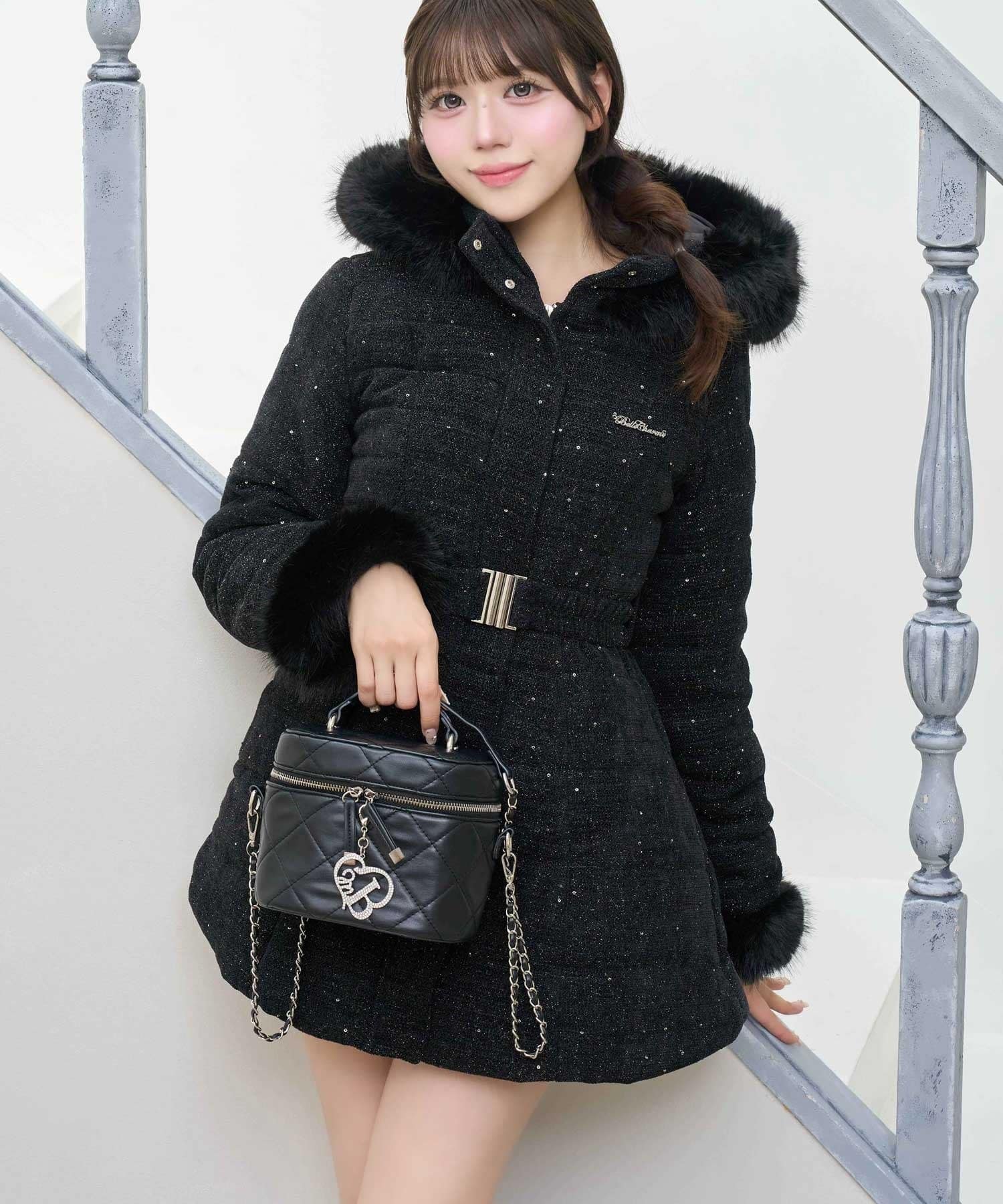 Belle Charme(ベルシャルム) Belted Fur Hood Middle Eco Down