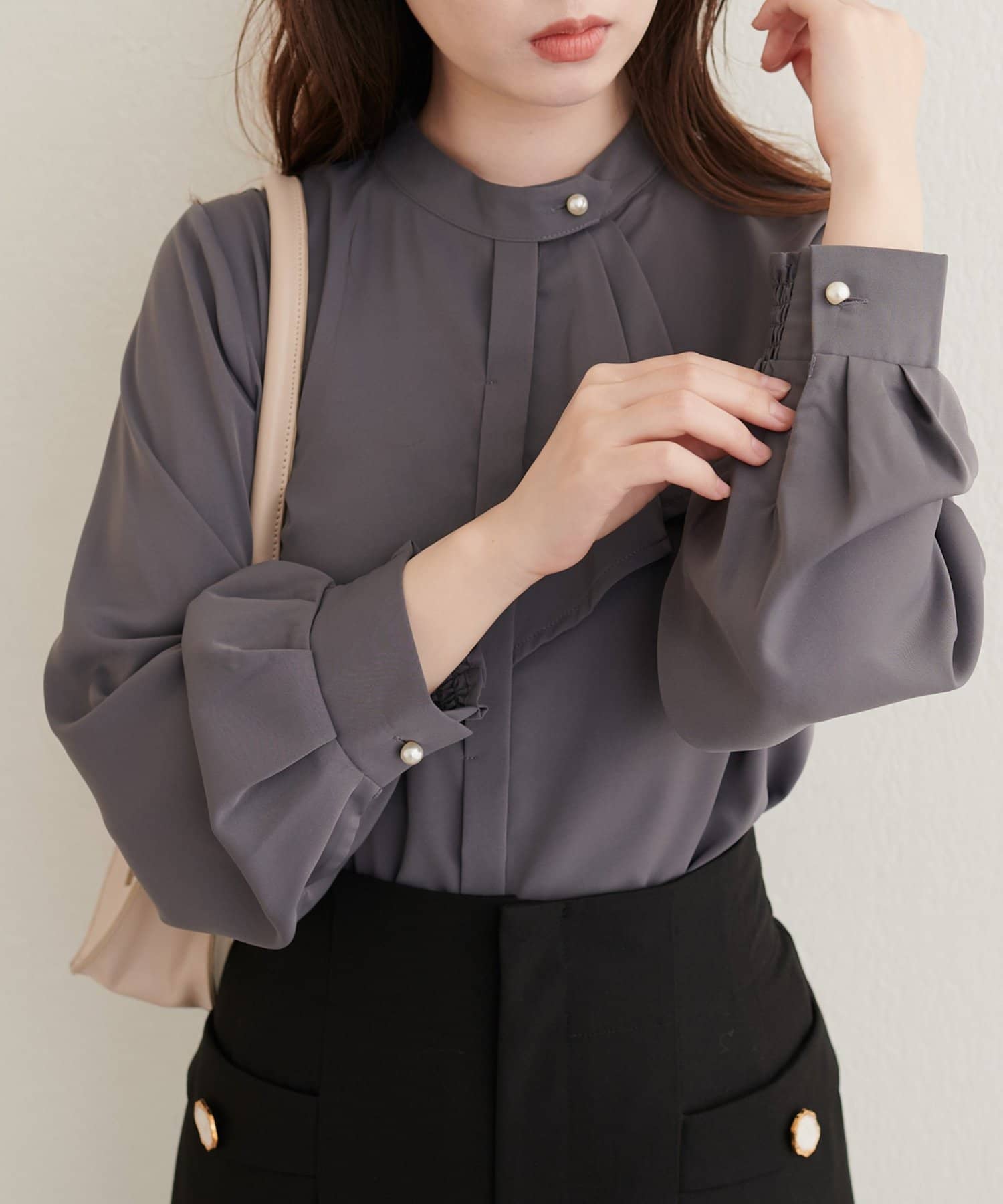 natural couture(ナチュラルクチュール) 取り外しタイ付き2WAYスカーフブラウス
