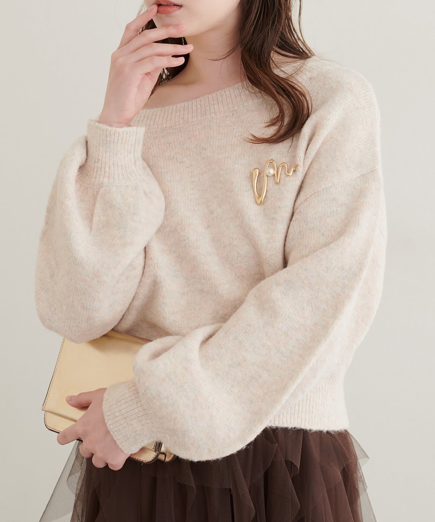 natural couture(ナチュラルクチュール) ワンショルニットプルオーバー