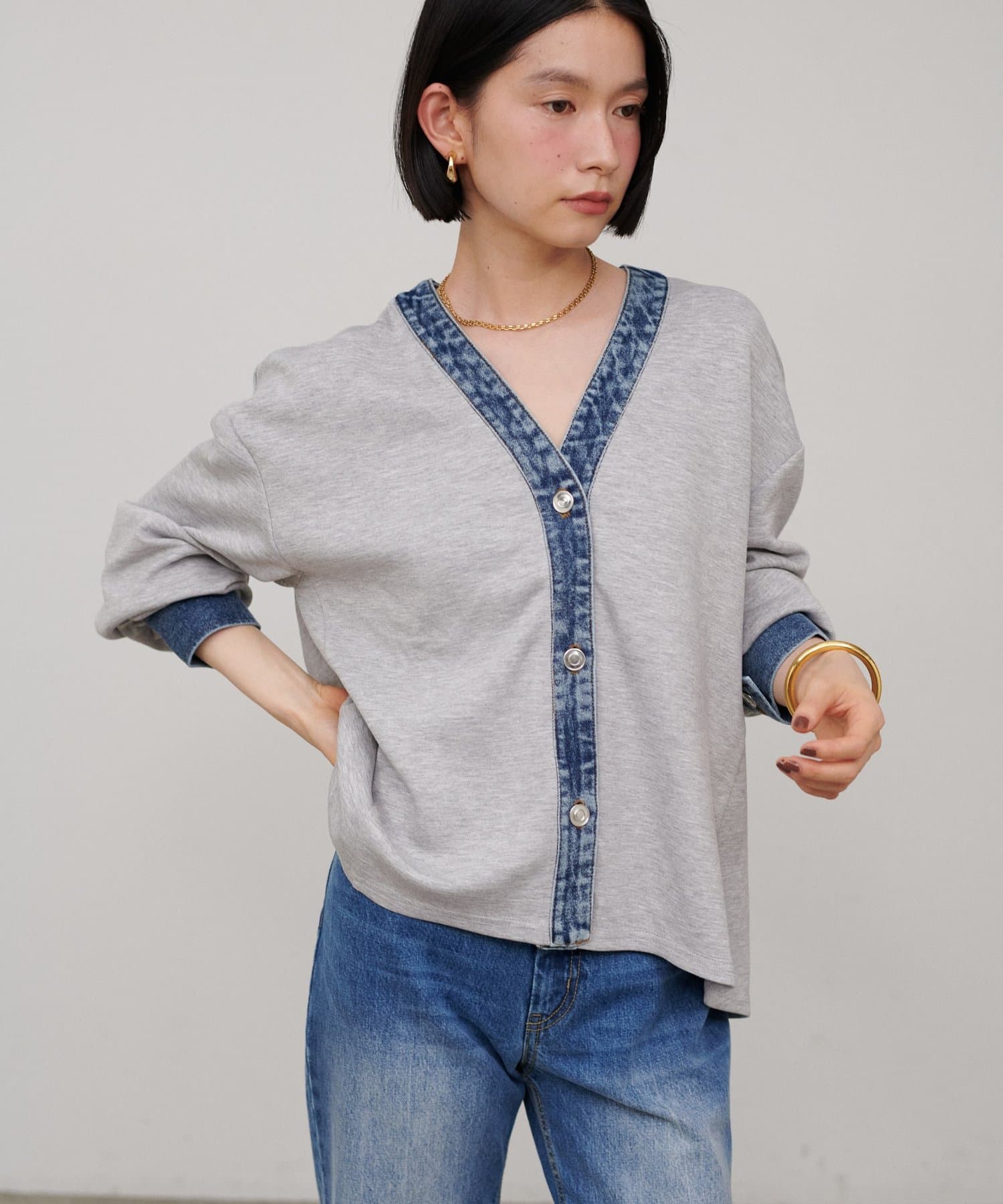 LARUTA(ラルータ) デニム切替カットカーディガン