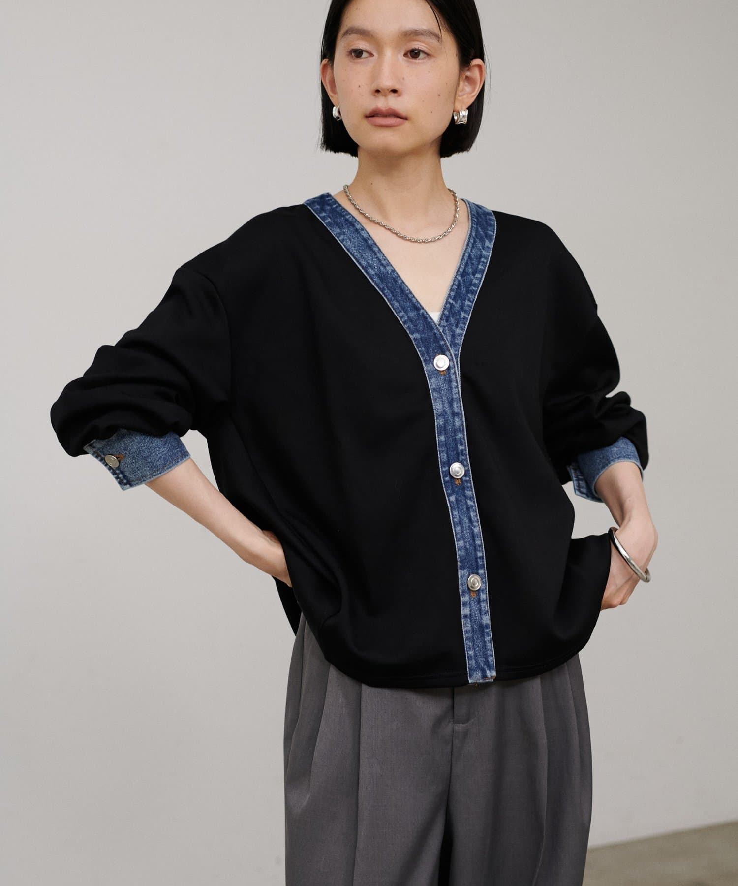 LARUTA(ラルータ) デニム切替カットカーディガン