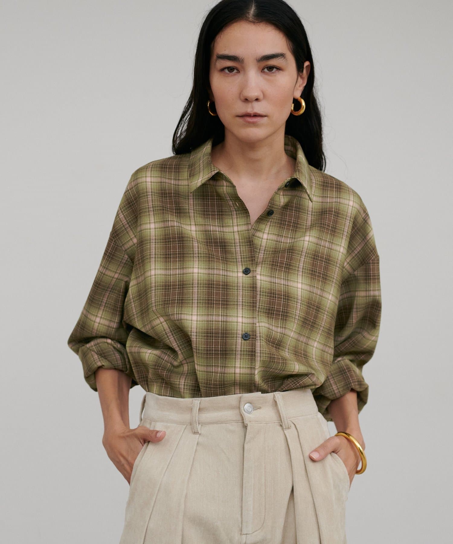 LARUTA(ラルータ) オンブレチェックビッグシャツ