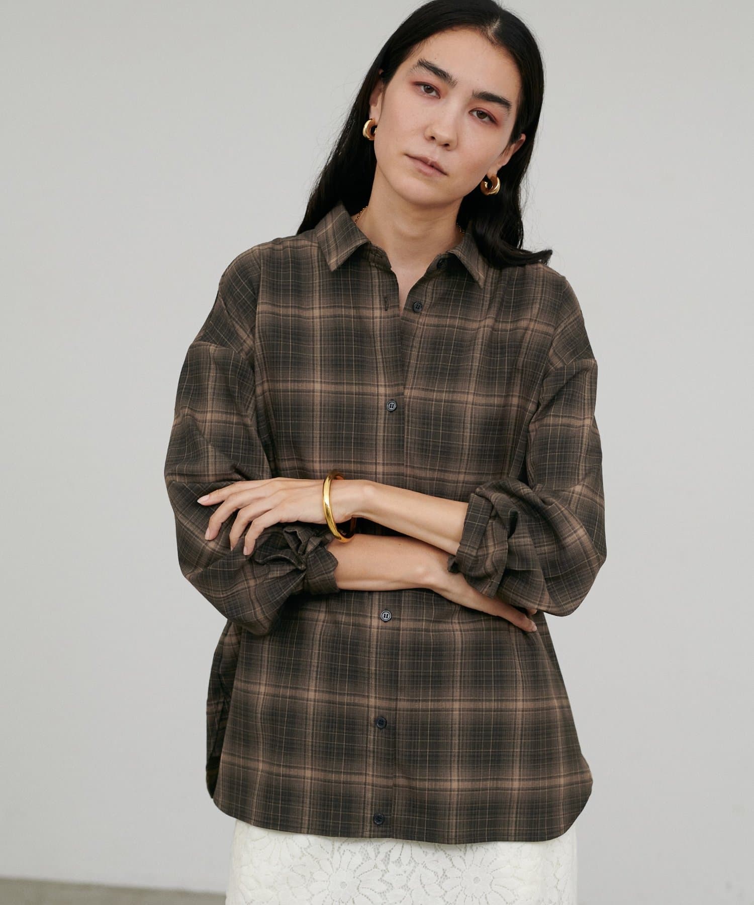 LARUTA(ラルータ) オンブレチェックビッグシャツ