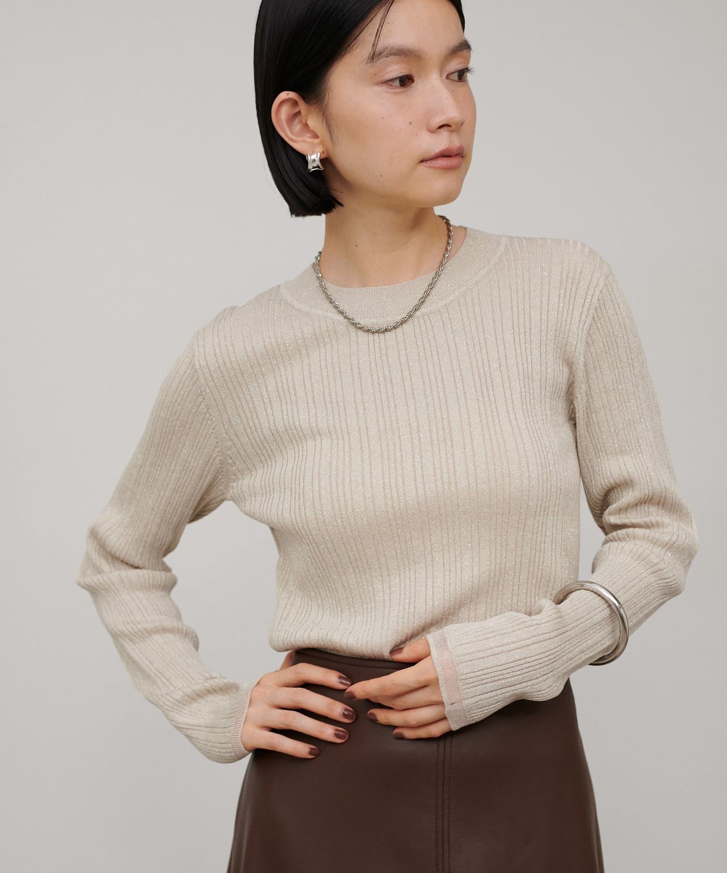 LARUTA(ラルータ) 袖口シアーラメニット