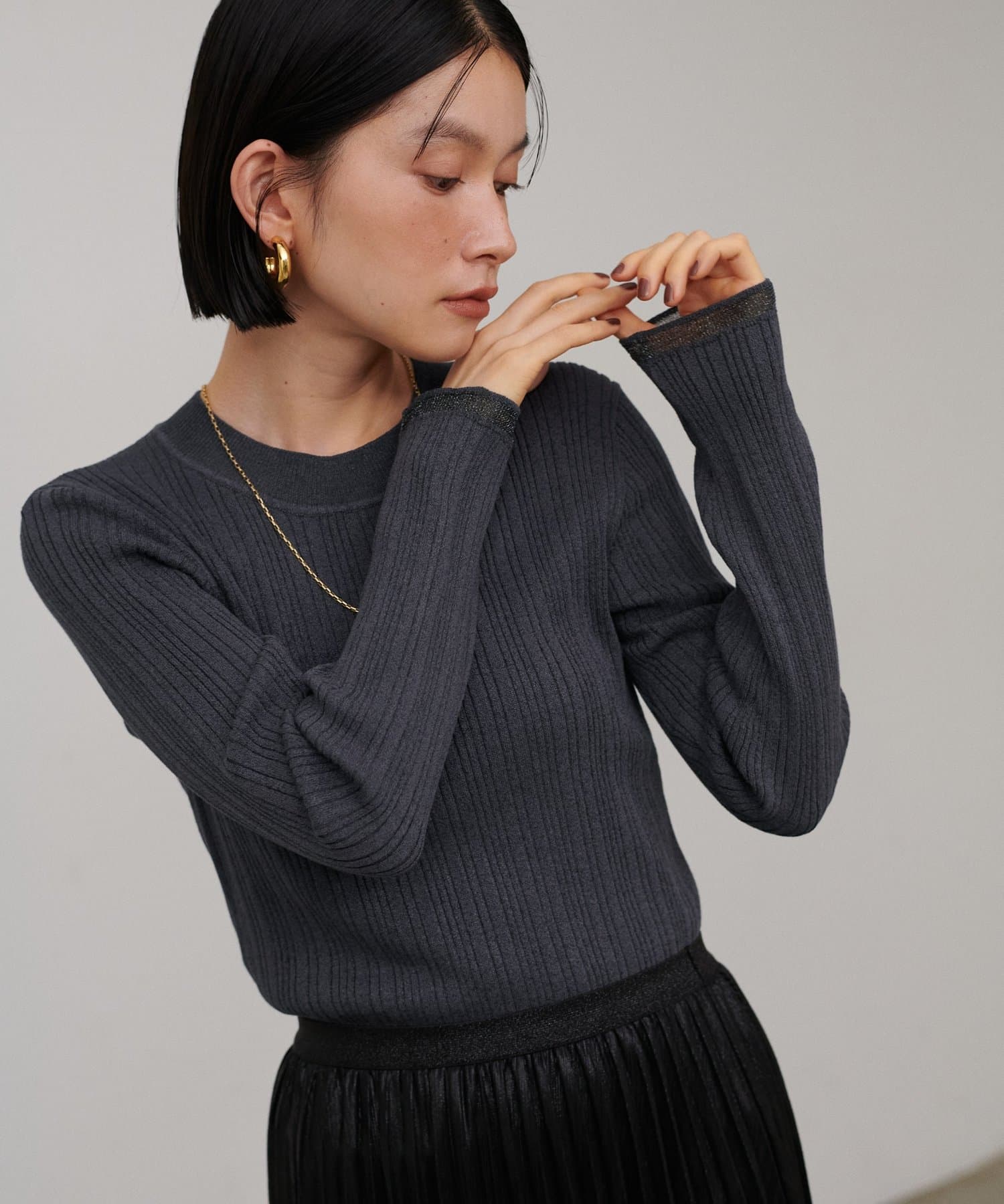 LARUTA(ラルータ) 袖口シアーラメニット