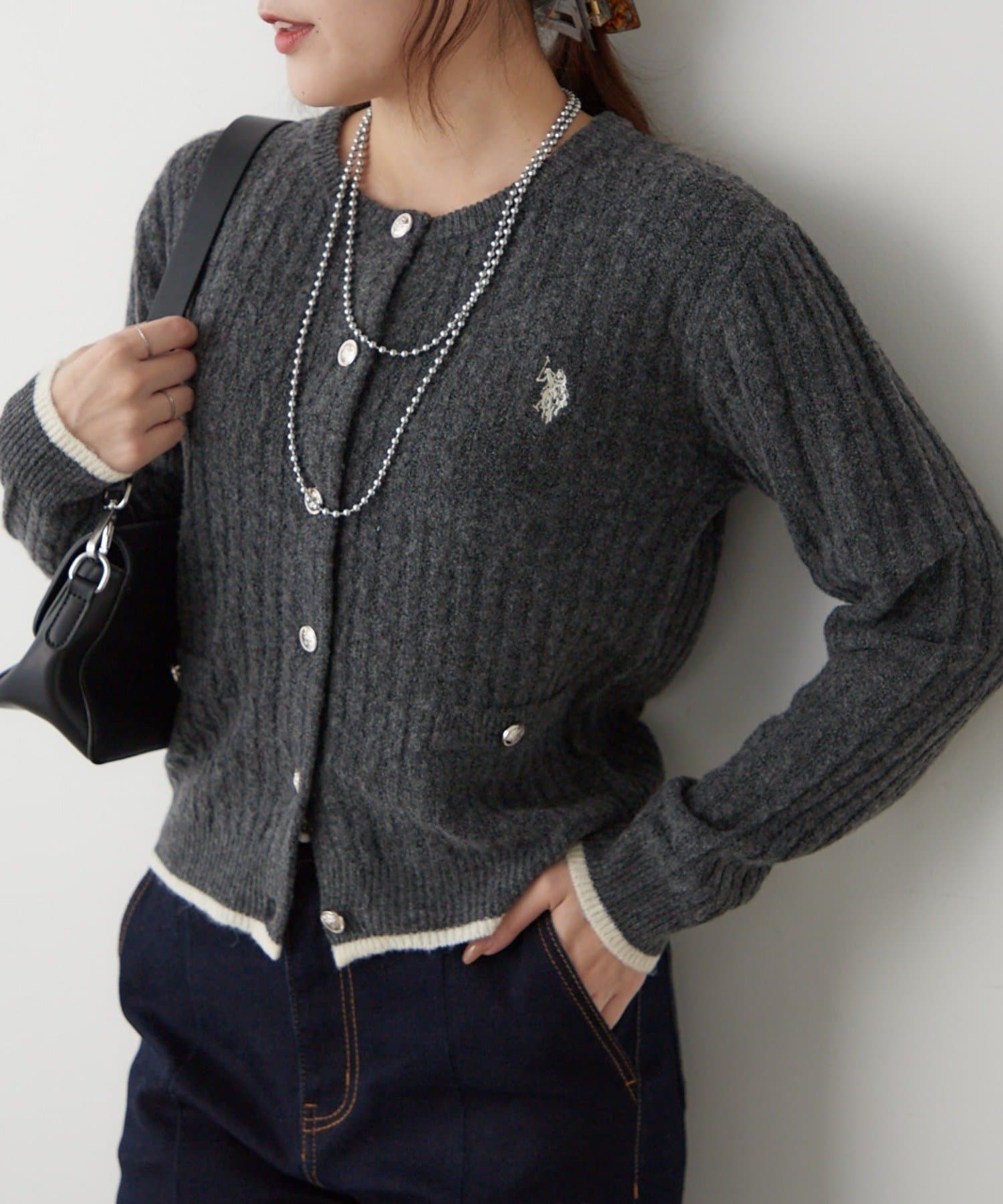 Remind me and forever(リマインドミーアンドフォーエバー) 【US. POLO ASSN.】配色ラインケーブルクルーカーデ