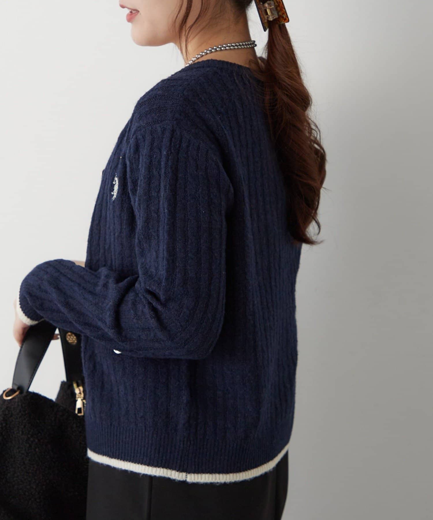 Remind me and forever(リマインドミーアンドフォーエバー) 【US. POLO ASSN.】配色ラインケーブルクルーカーデ