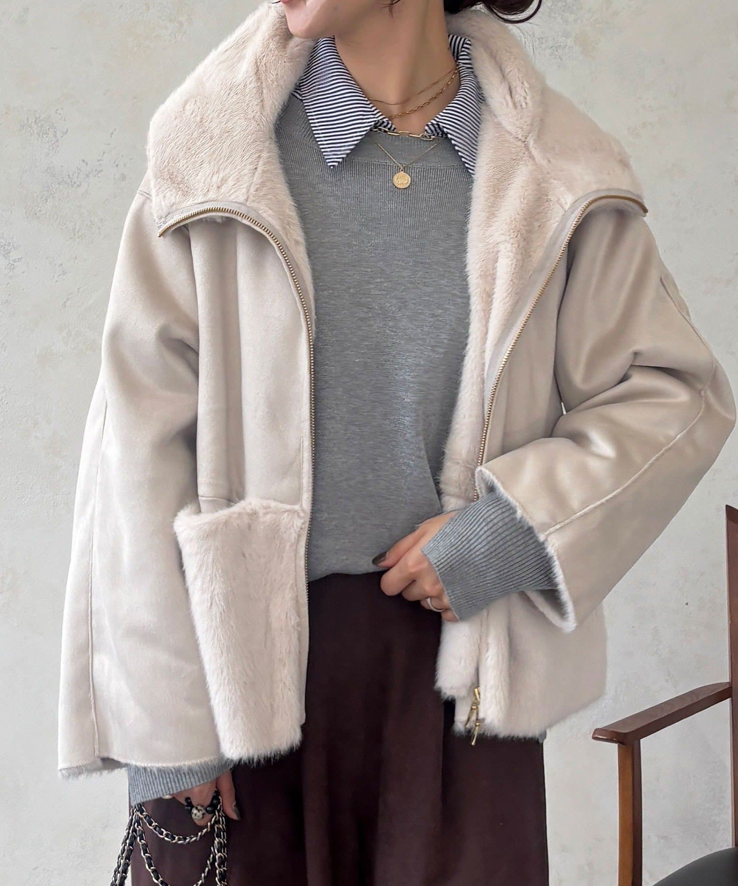 un dix cors(アンディコール) フェイクムートンファーフードJK