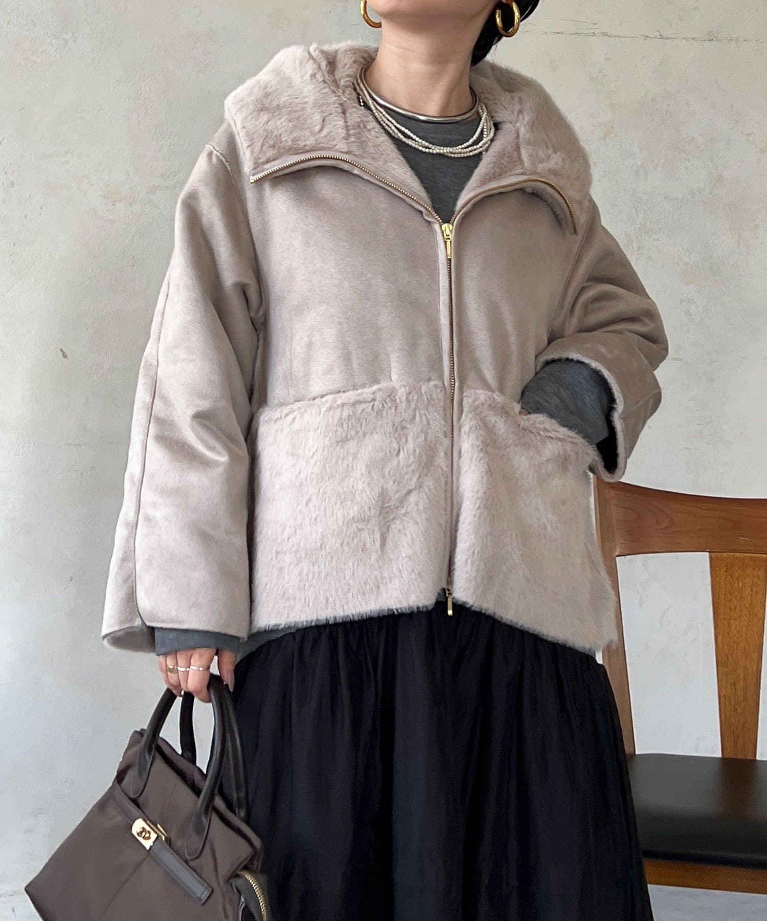 un dix cors(アンディコール) フェイクムートンファーフードJK