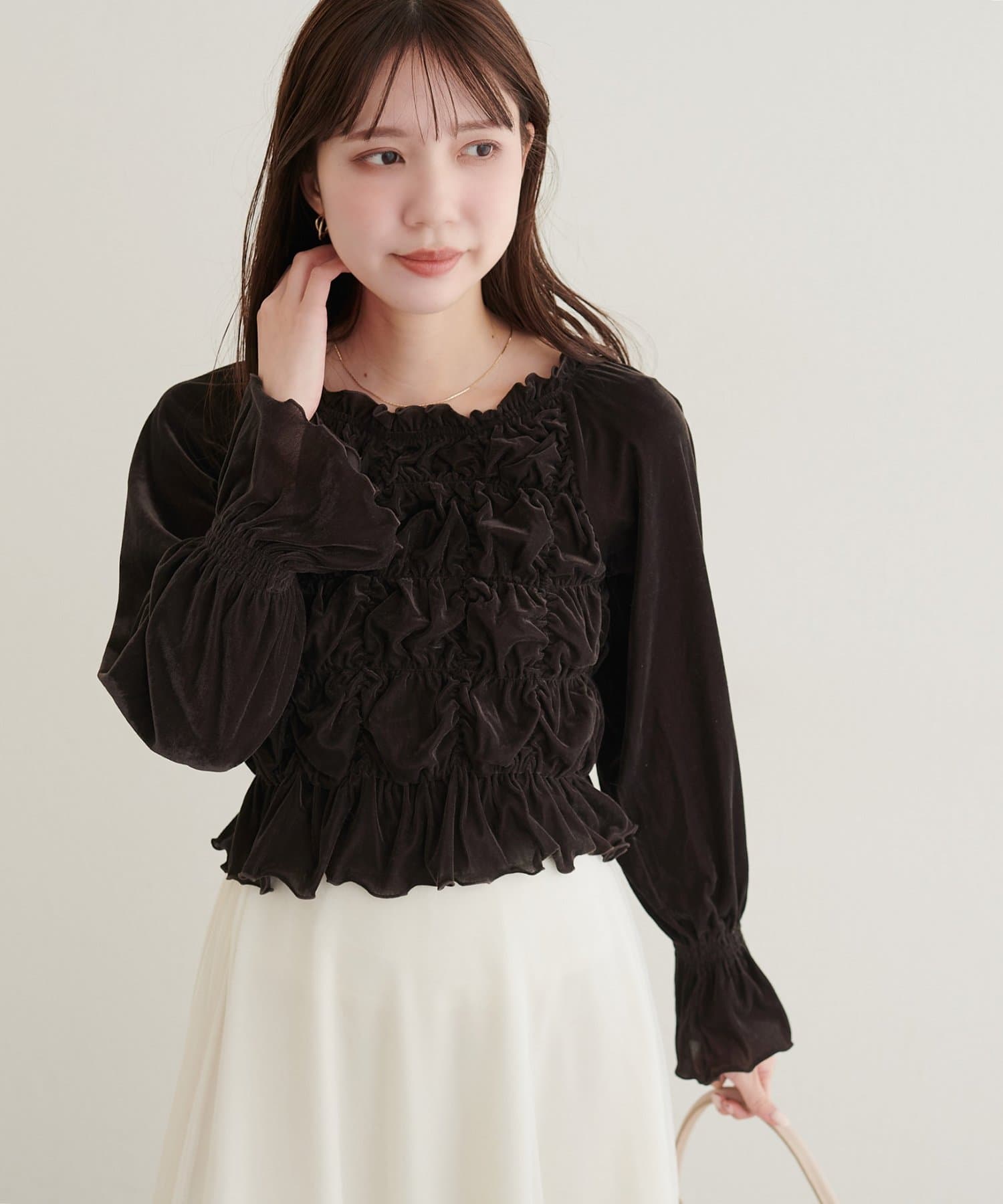 natural couture(ナチュラルクチュール) キャンディスリーブシャーリングトップス