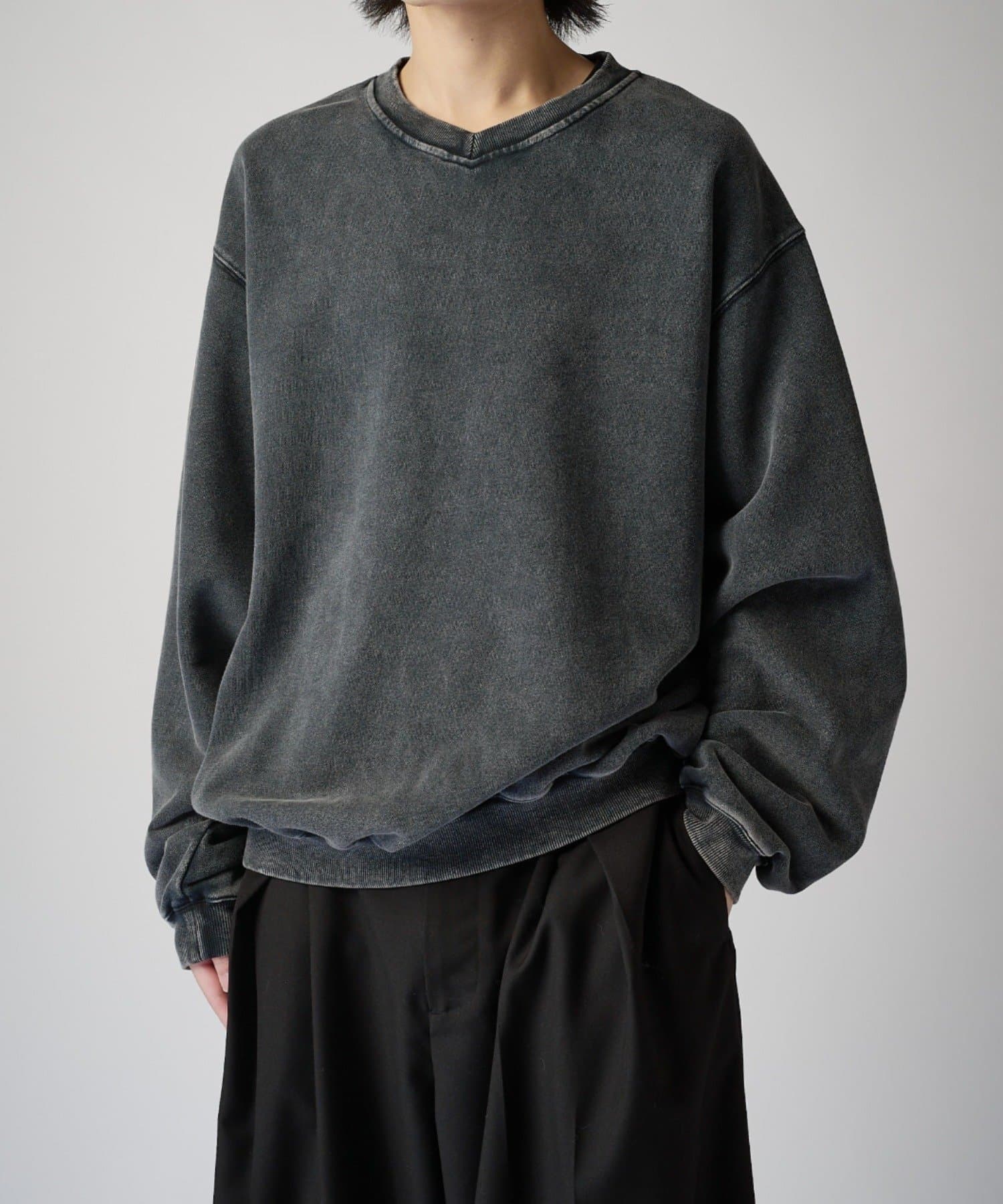 OUTLET(アウトレット) 【Lui's】アシッドウォッシュVネックスウェットプルオーバー