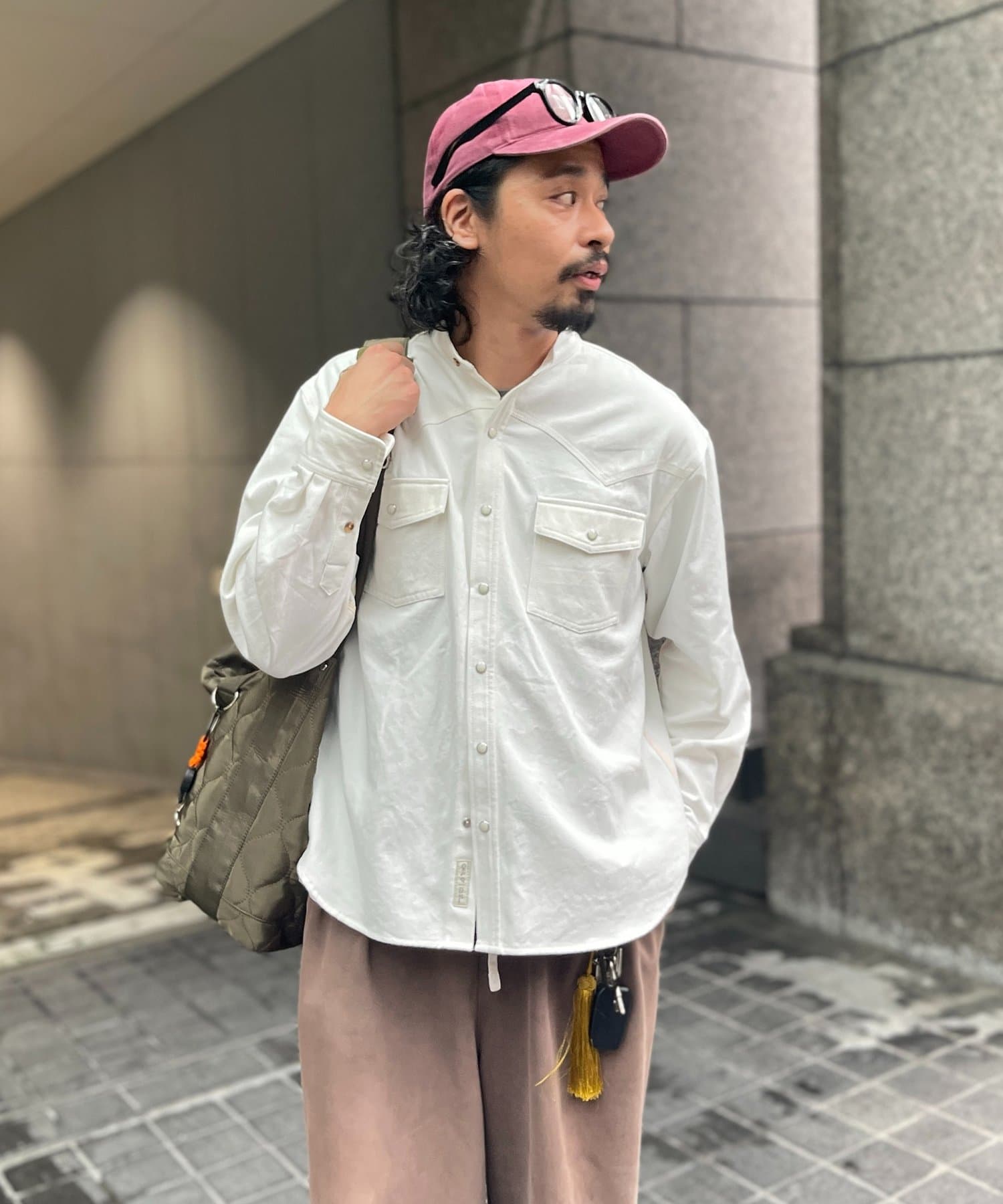 CPCM(シーピーシーエム) 【CHIL O’】バンドカラーデニムシャツ