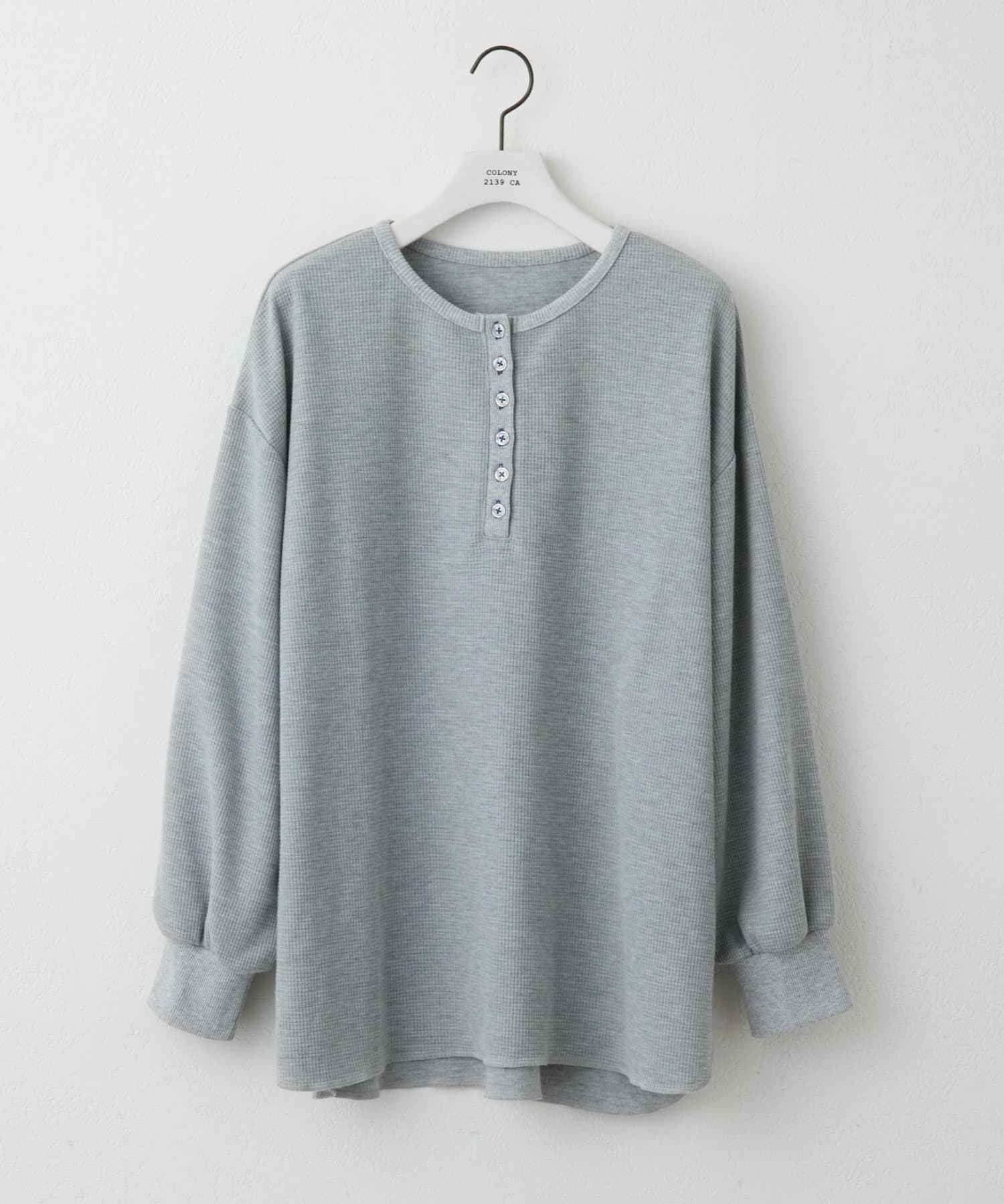 COLONY 2139(コロニー トゥーワンスリーナイン) 配色ステッチワッフルヘンリーネックＴシャツ