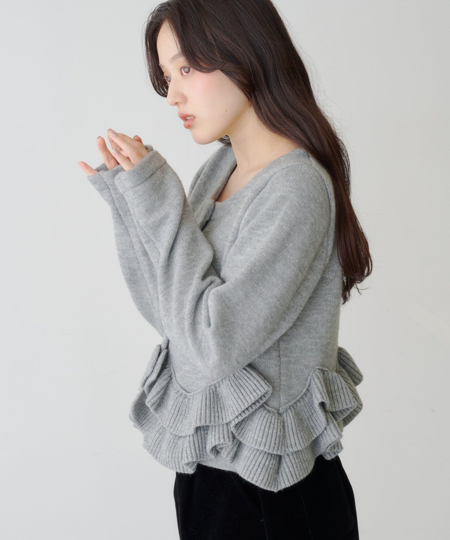 Kastane(カスタネ) 【9.27(土)0:00発売】ランダムペプラムニットカーディガン