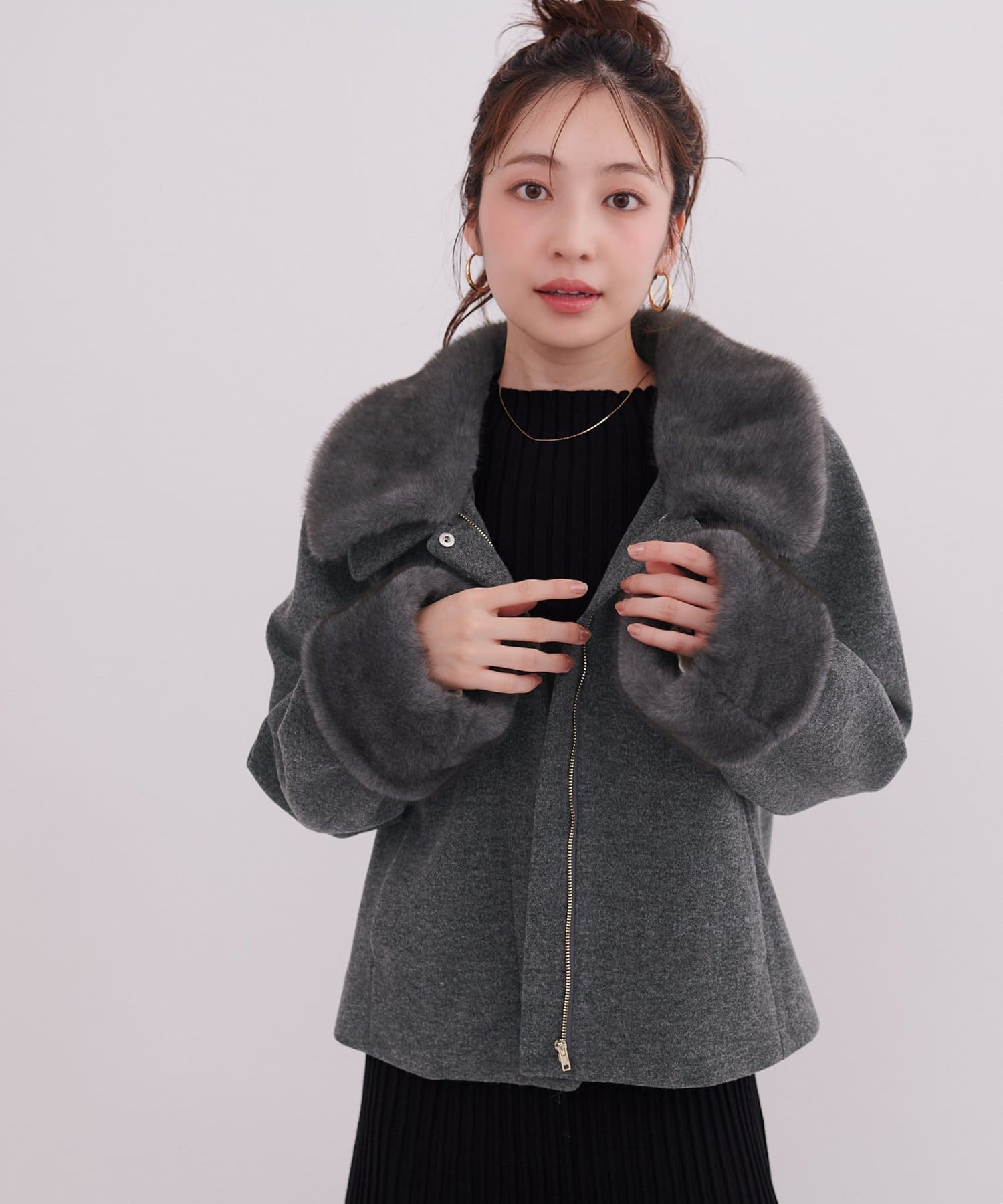 natural couture(ナチュラルクチュール) 〈canami〉ファー付きマルチWAYコート