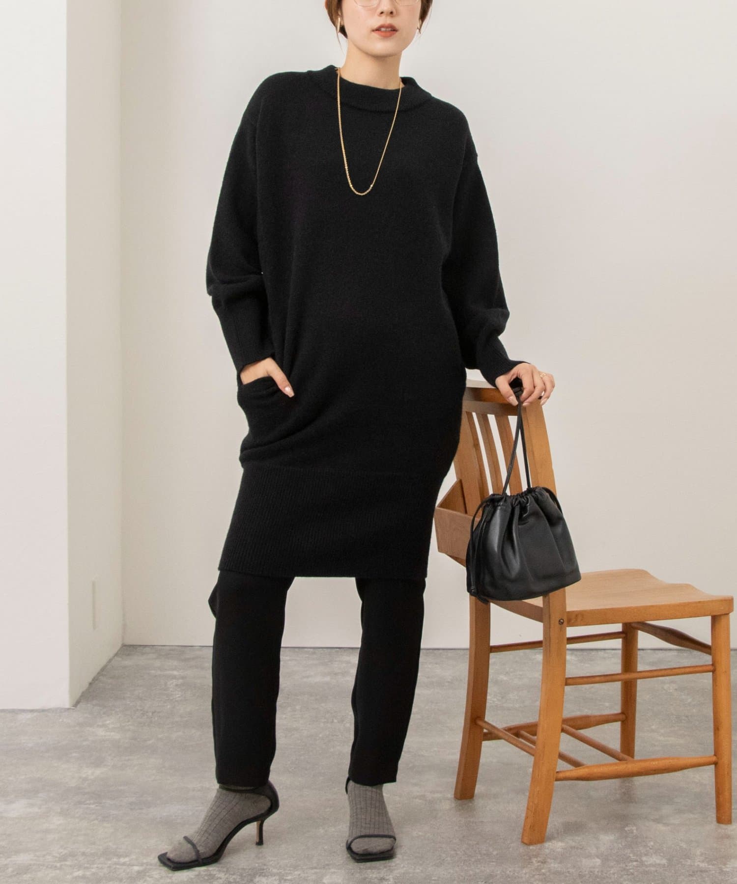 NOLLEY'S(ノーリーズ) 【WEB限定】ワイドリブヘムロングニット