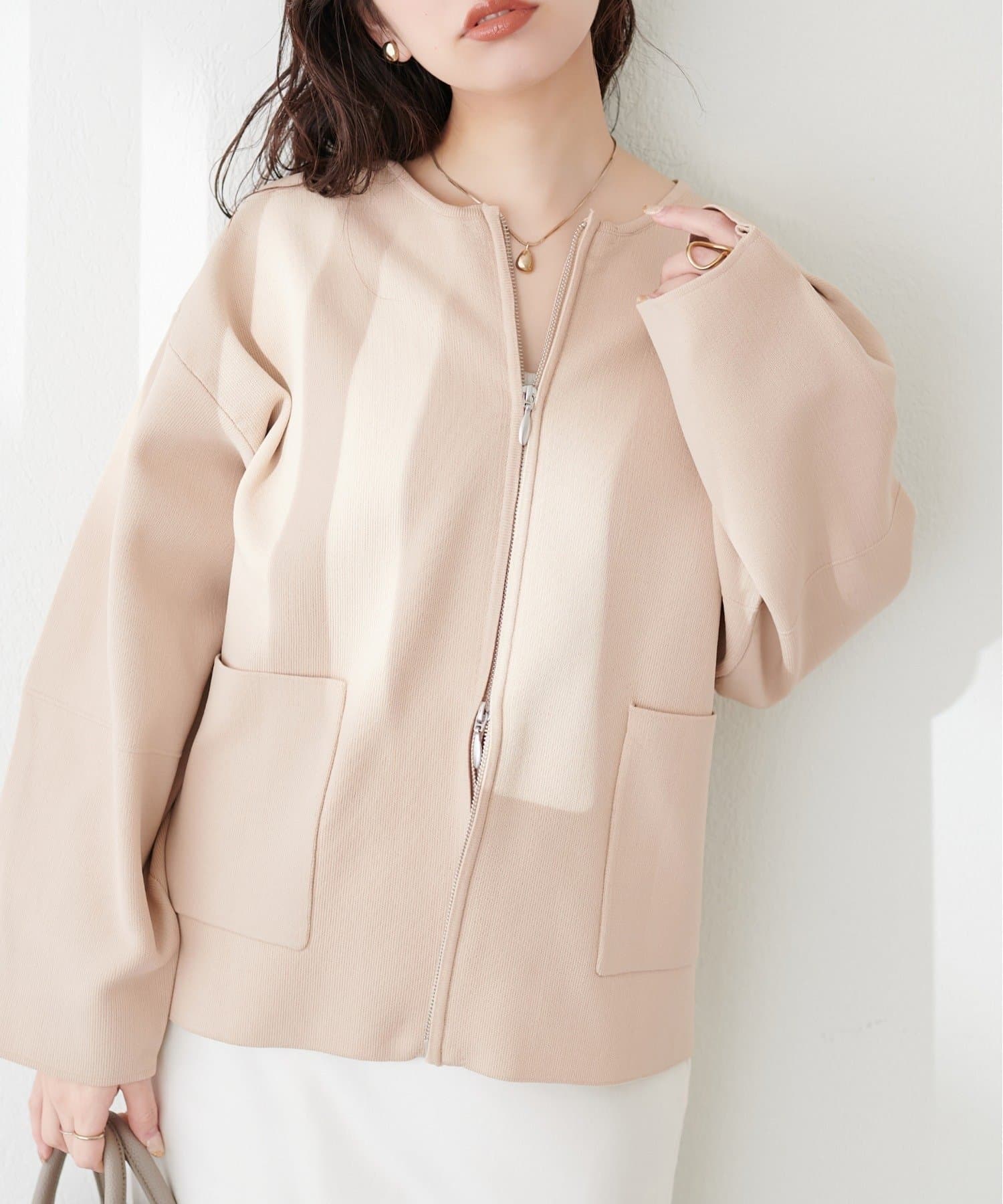 NICE CLAUP / OLIVE des OLIVE OUTLET(ナイスクラップ  / オリーブ デ オリーブ アウトレット) 【natural couture】ＷＺＩＰニットジャケット