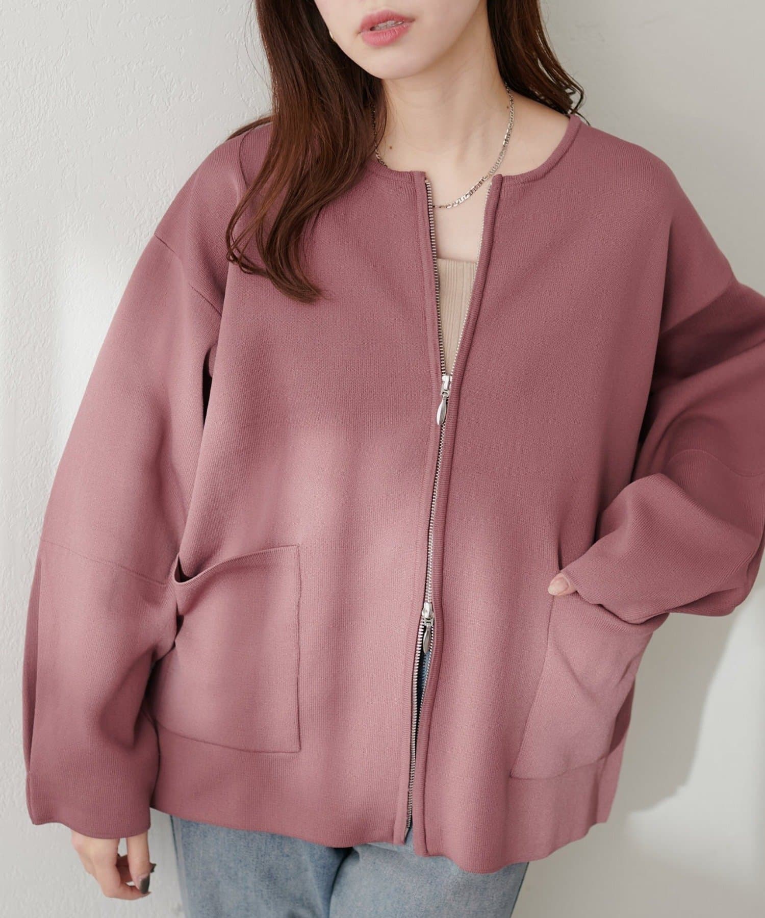 NICE CLAUP / OLIVE des OLIVE OUTLET(ナイスクラップ  / オリーブ デ オリーブ アウトレット) 【natural couture】ＷＺＩＰニットジャケット