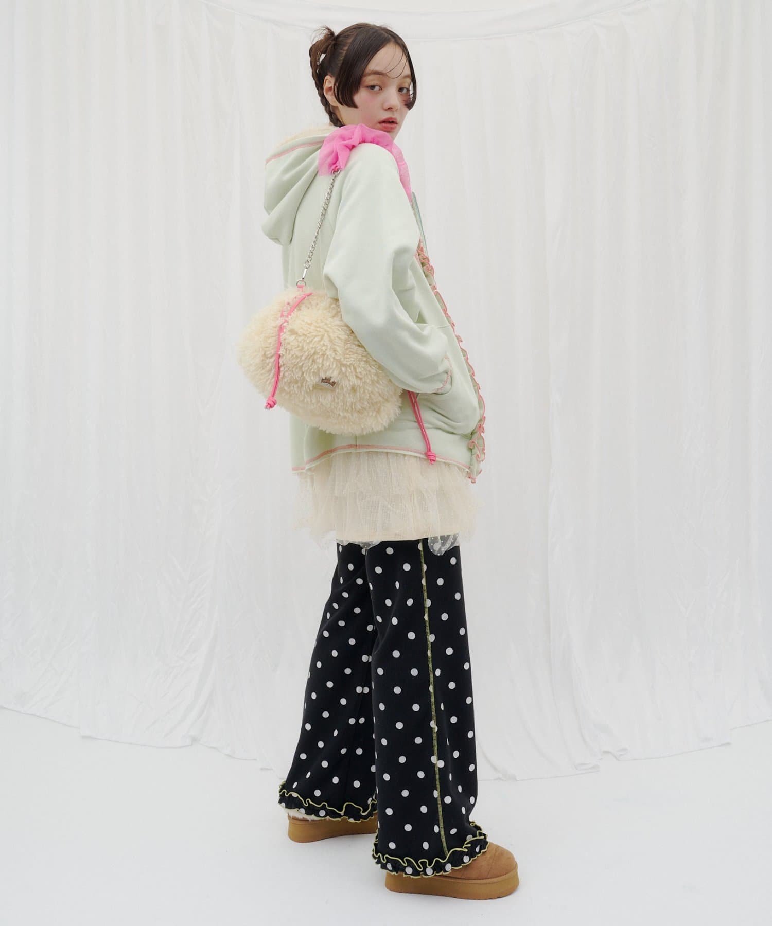 CIAOPANIC TYPY(チャオパニックティピー) 【26Winter展示会 出展商品】【HELLO.SANFRANCISCO】フボリュームフリルレースビックパーカー
