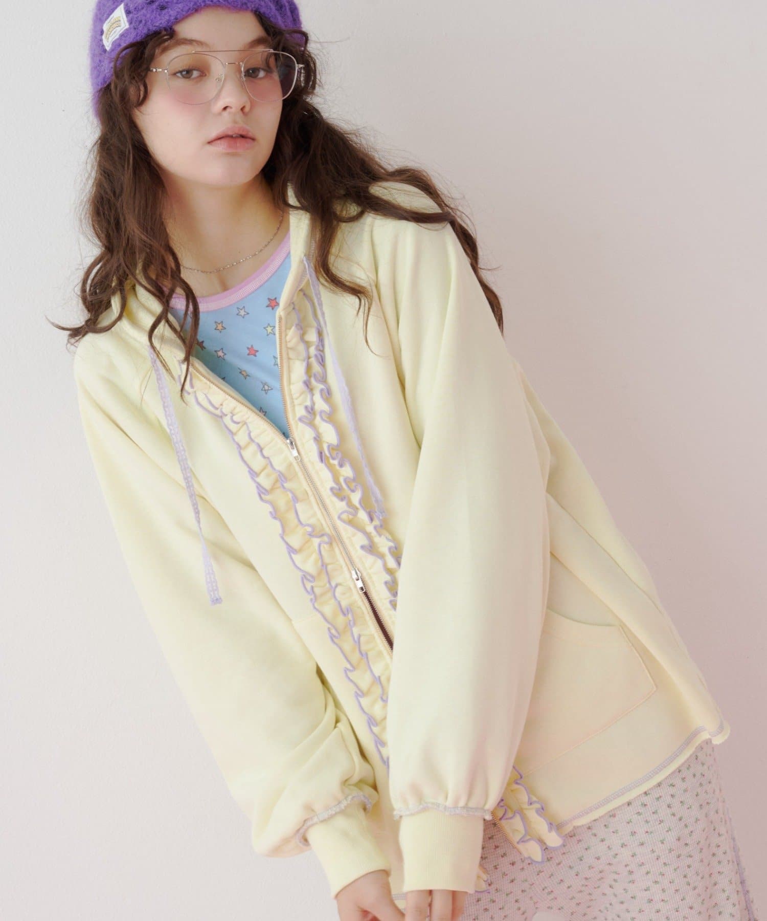 CIAOPANIC TYPY(チャオパニックティピー) 【26Winter展示会 出展商品】【HELLO.SANFRANCISCO】フボリュームフリルレースビックパーカー