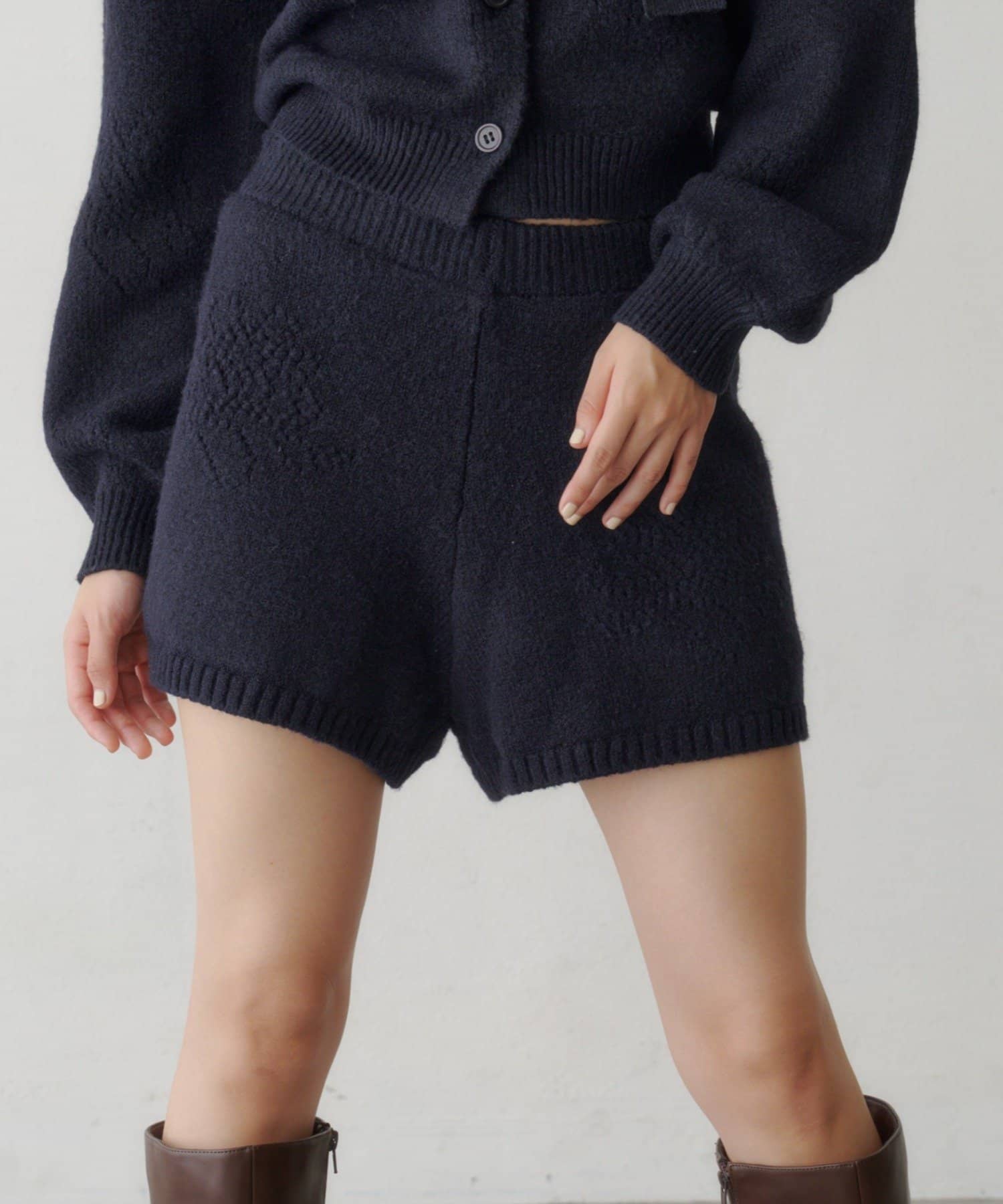 Kastane(カスタネ) 【10.10(土)12:00発売/セットアップ対応】ブルームオープンステッチニットショートパンツ