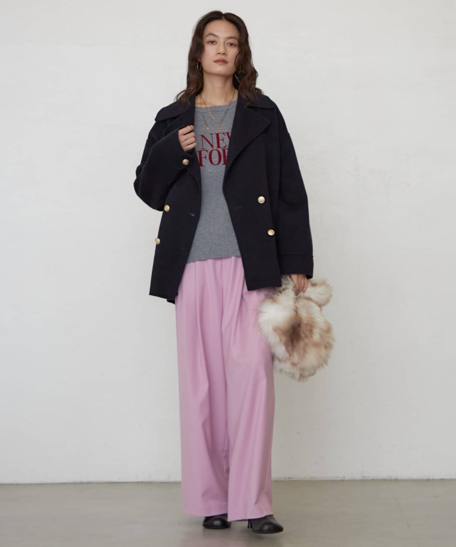 LOUNGEDRESS(ラウンジドレス) 《セットアップ可》フロッキーロゴプリントニット