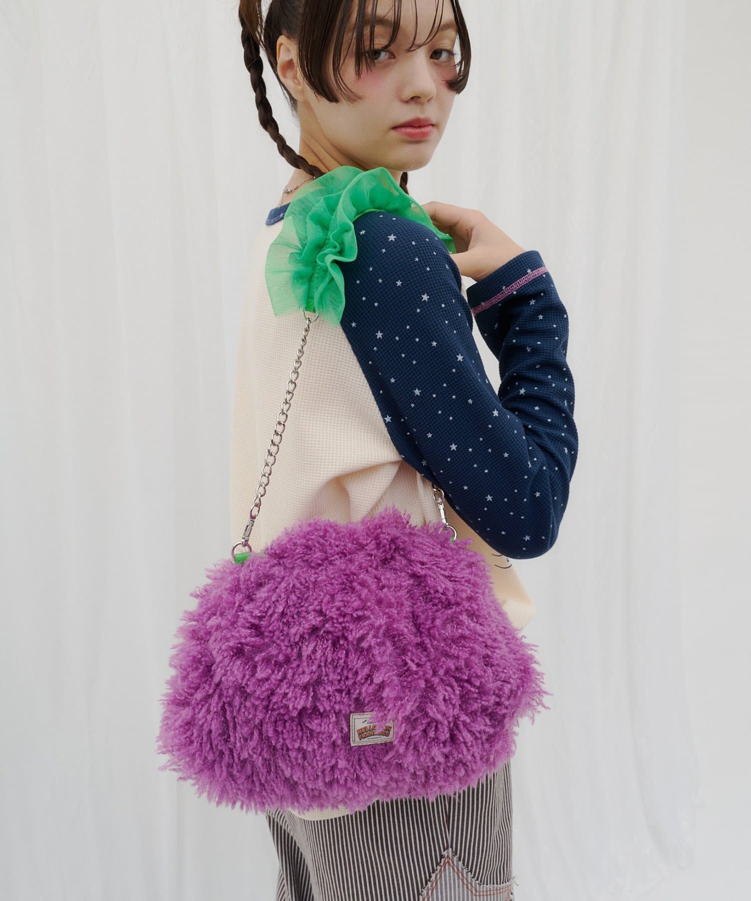 CIAOPANIC TYPY(チャオパニックティピー) 【26Winter展示会 出展商品】【HELLO.SANFRANCISCO】カーリーボアチュールチェーンバッグ