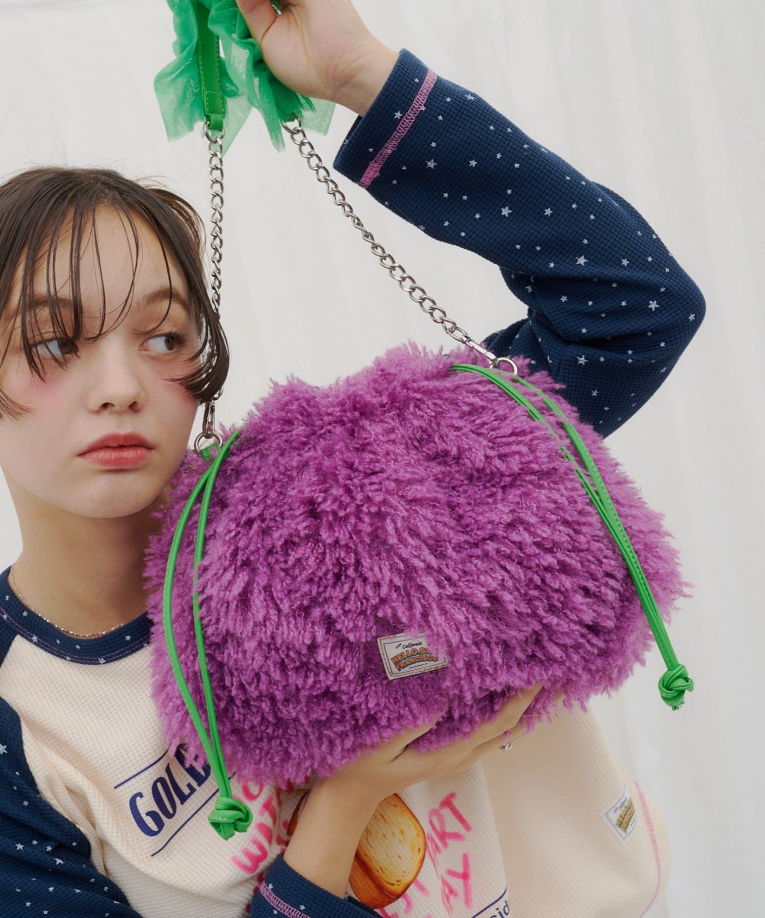 CIAOPANIC TYPY(チャオパニックティピー) 【26Winter展示会 出展商品】【HELLO.SANFRANCISCO】カーリーボアチュールチェーンバッグ