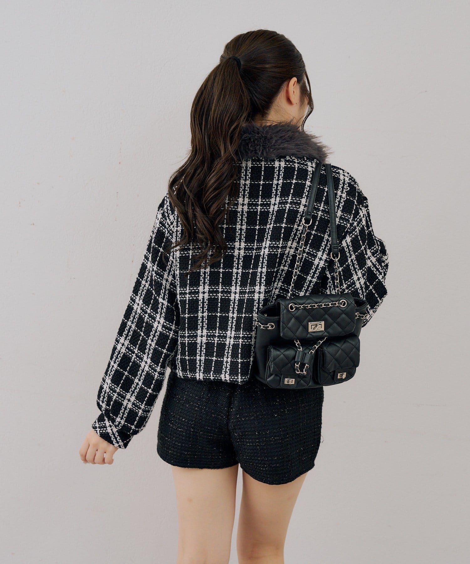 NICE CLAUP / OLIVE des OLIVE OUTLET(ナイスクラップ  / オリーブ デ オリーブ アウトレット) 【ANOTHER BRANCH】ツイードファーフェイクファー衿ブルゾン