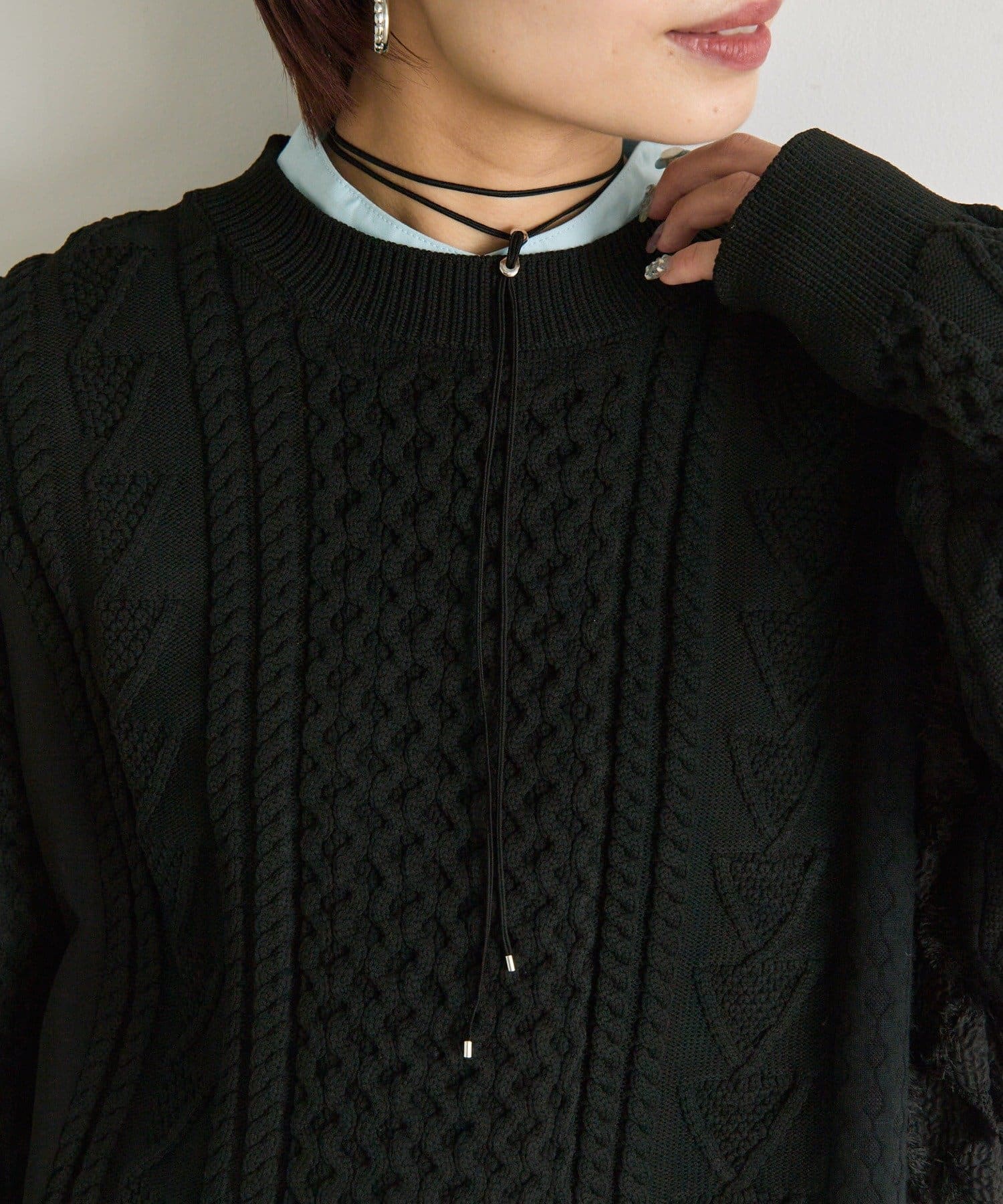 ear PAPILLONNER(イア パピヨネ) 【beq Pettina(ベック ペティーナ)】シルクコードY字ネックレス