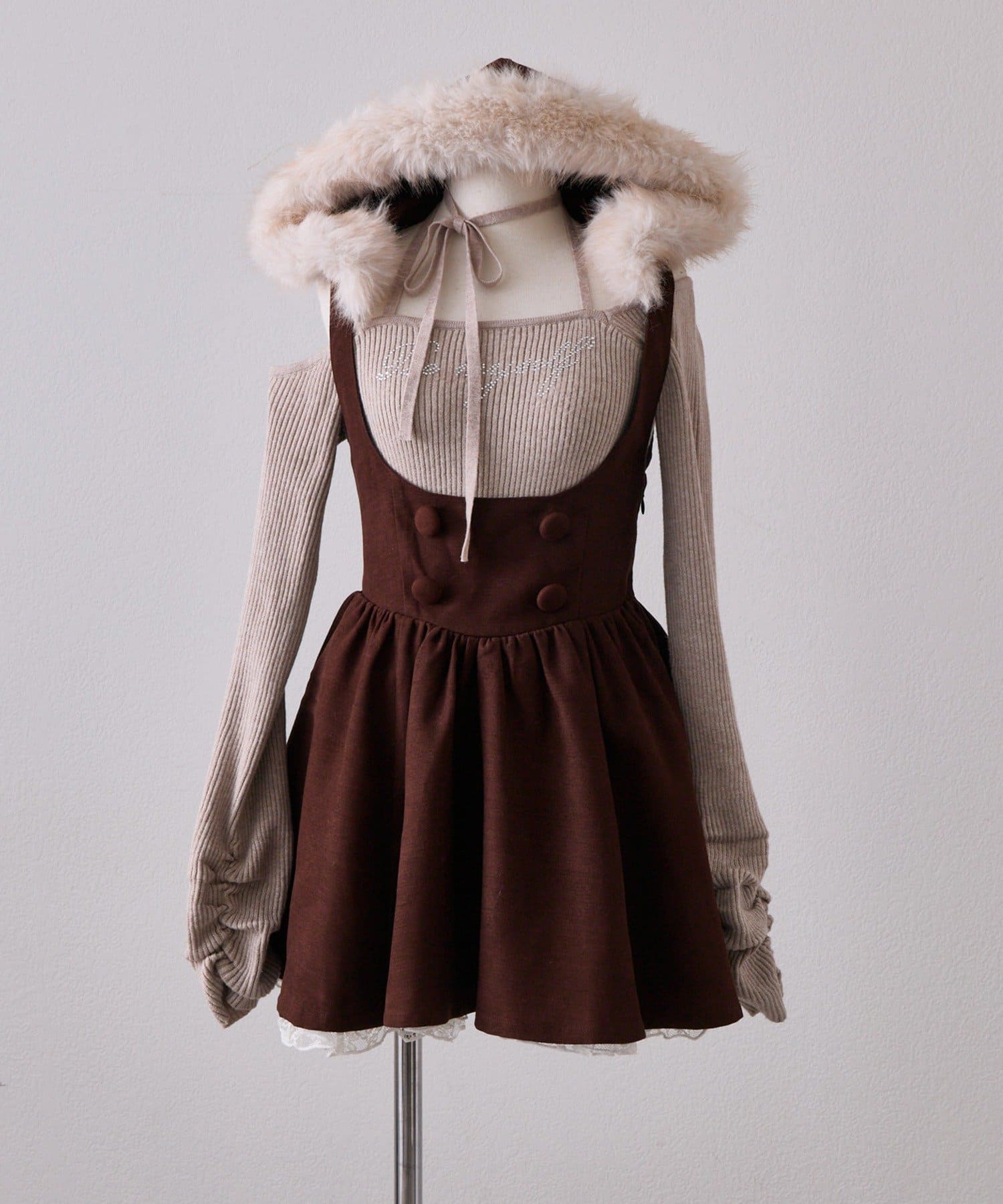 OLIVE des OLIVE(オリーブ デ オリーブ) 【インフルエンサー企画】Akane Fuzzy Hood Onepiece