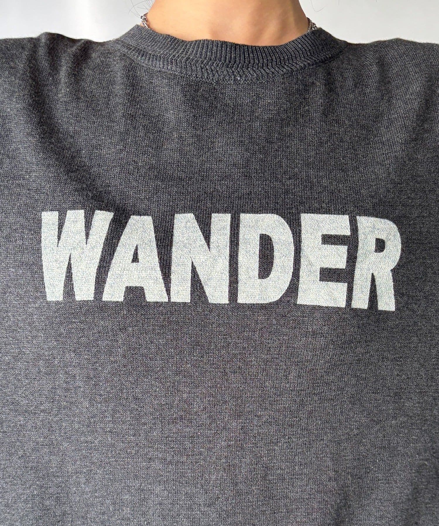 DOUDOU(ドゥドゥ) 袖リブ切替WANDERロゴニット